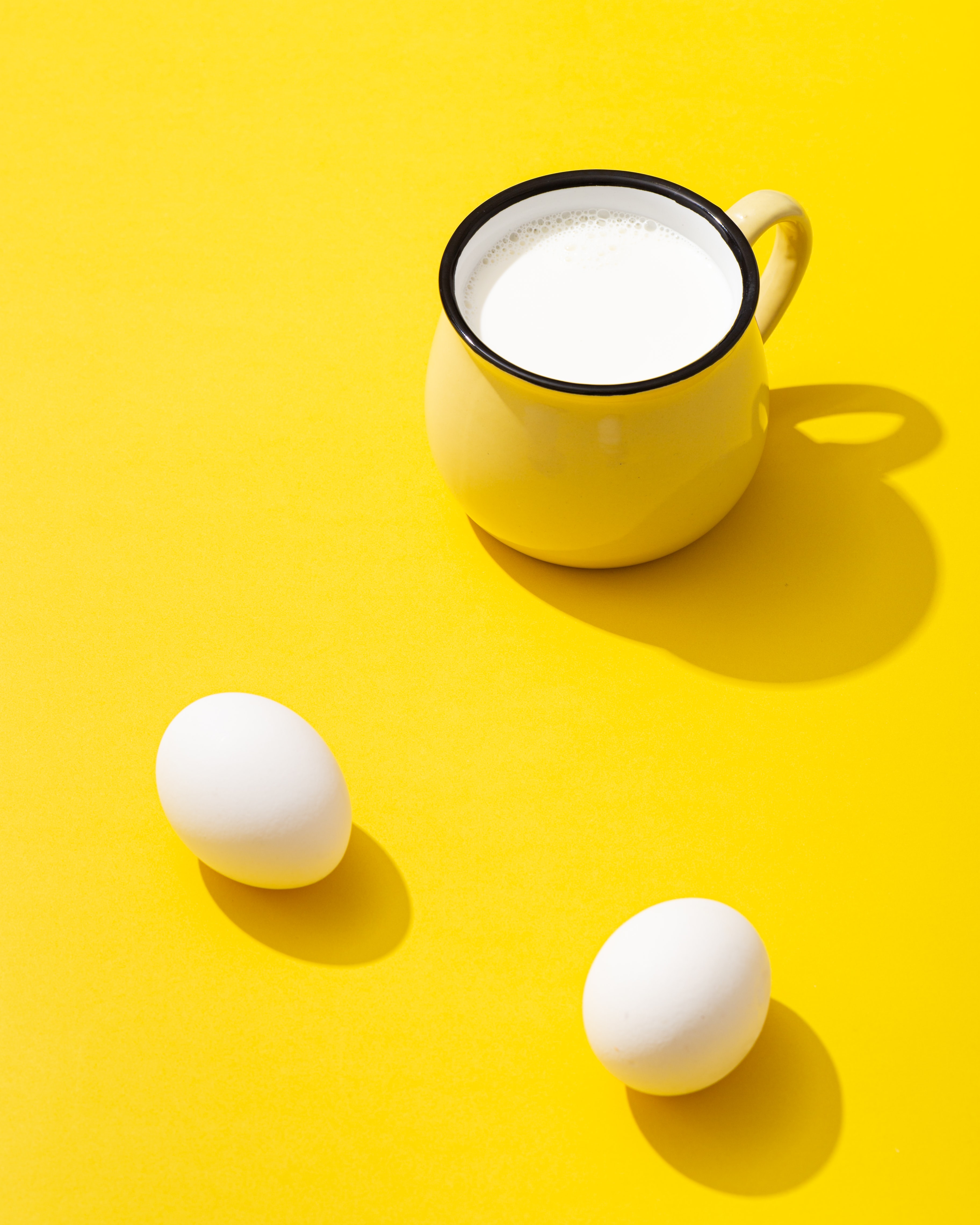 food, eggs, yellow, cup, milk