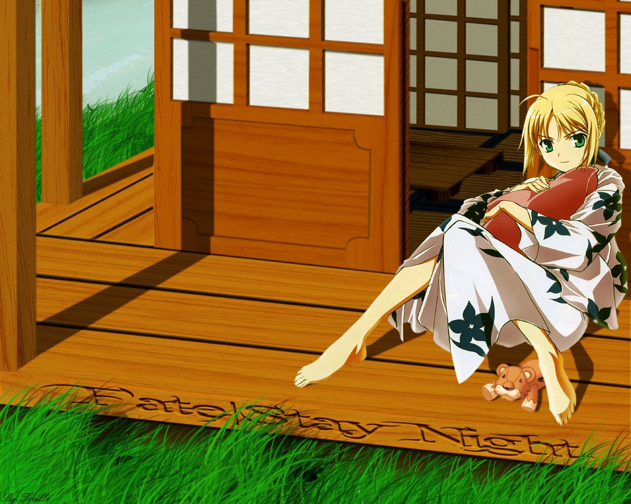 120159 Hintergrundbild herunterladen anime, mädchen, spielzeug, kimono, veranda - Bildschirmschoner und Bilder kostenlos