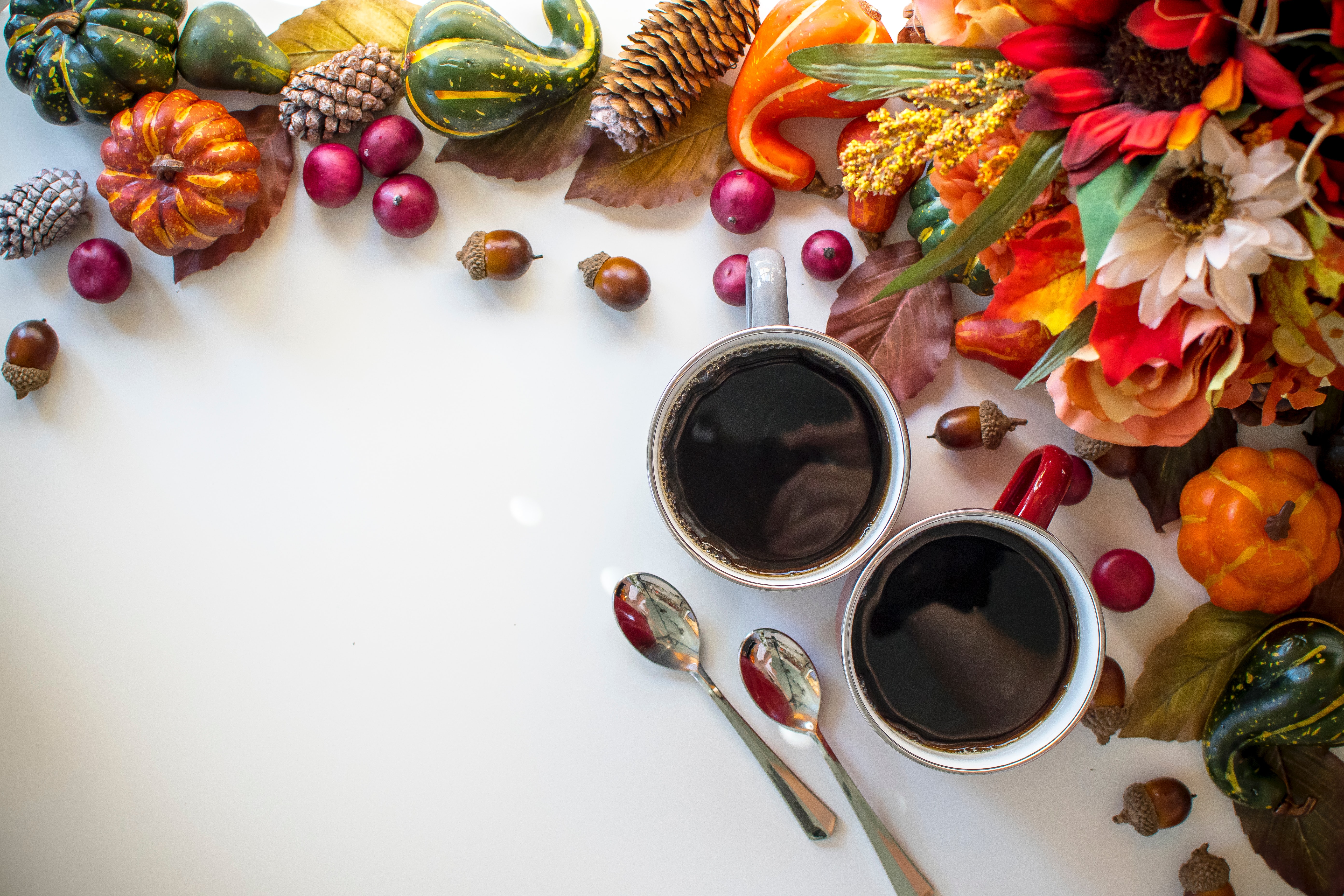 Still Life autumn, cup, spoons, coffee Free Stock Photos