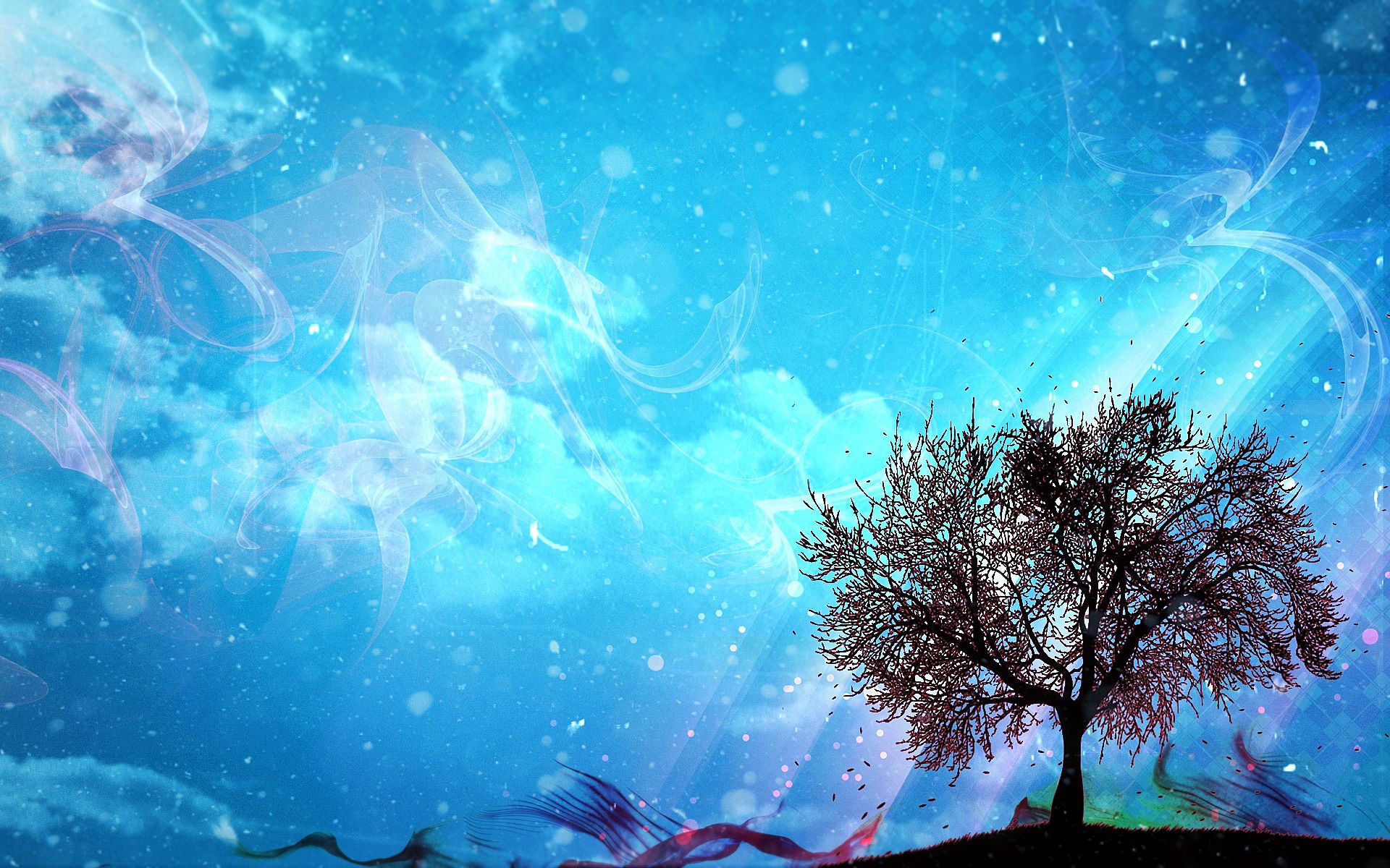 Wallpaper for mobile devices picture, tree, drawing, vector