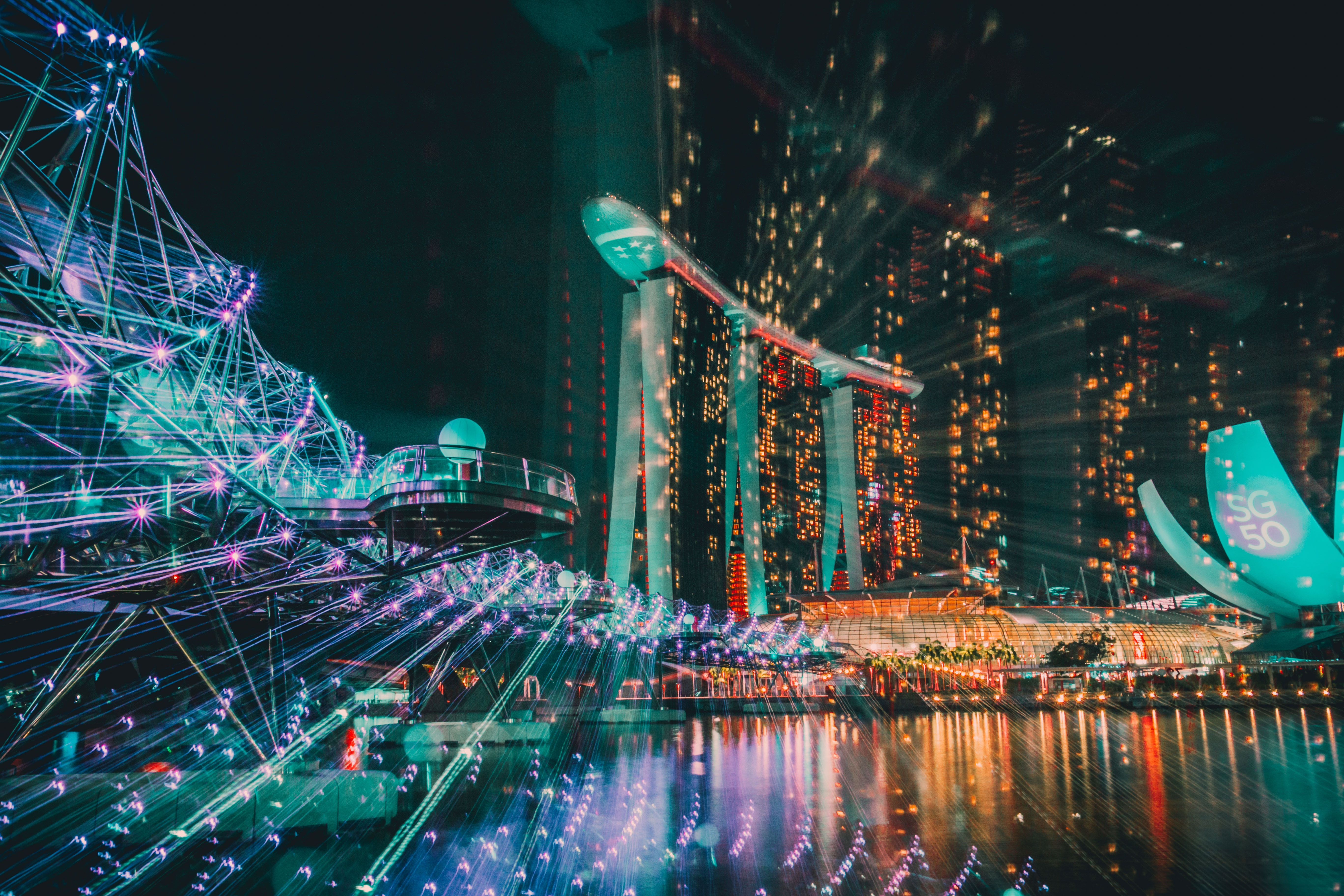 Desktop home screen Wallpaper singapore, night, structure Cities