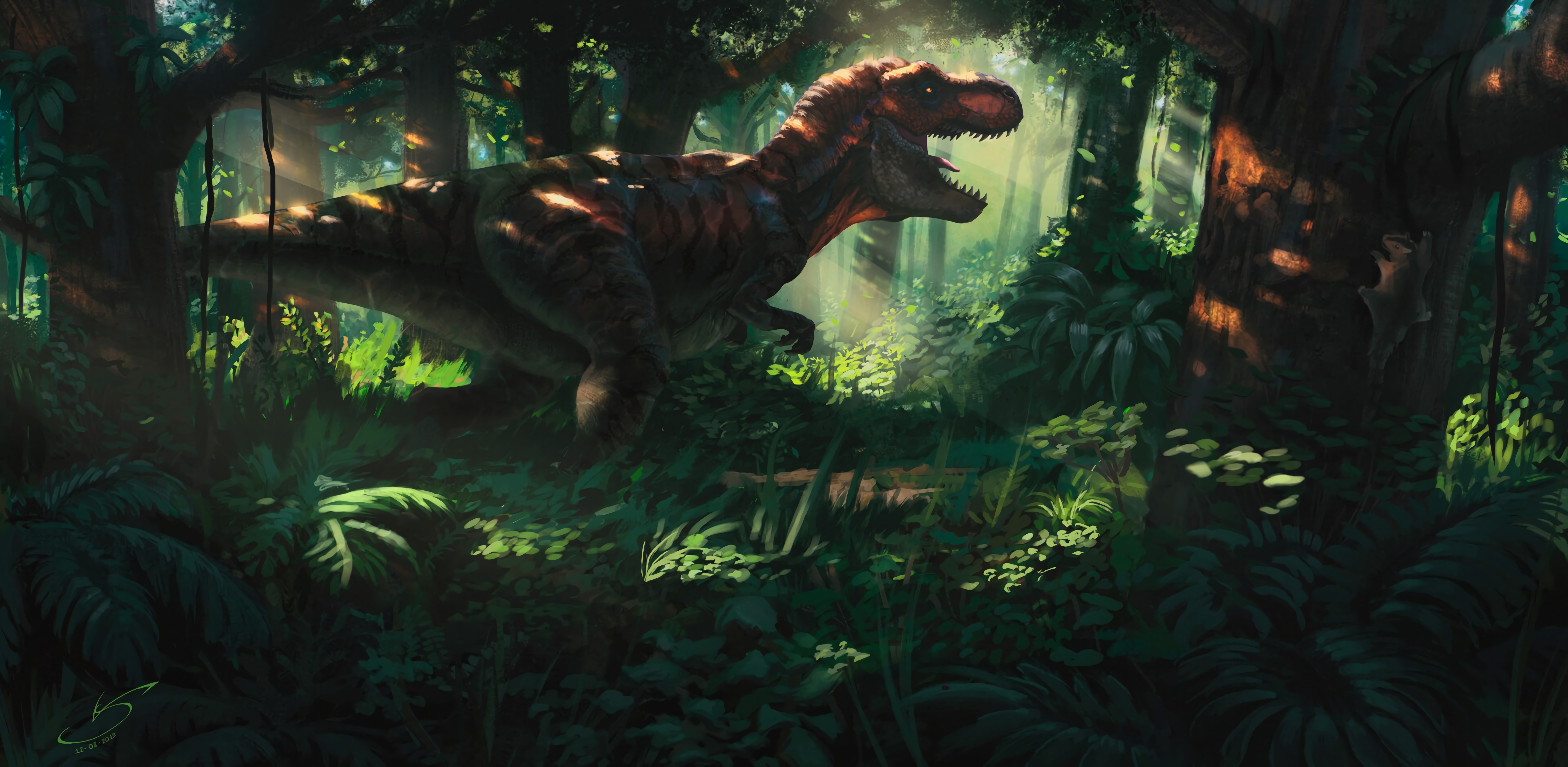 74547 Hintergrundbilder und Dschungel Bilder auf dem Desktop. Laden Sie dinosaurier, tyrannosaurus, kunst, wald Bildschirmschoner kostenlos auf den PC herunter