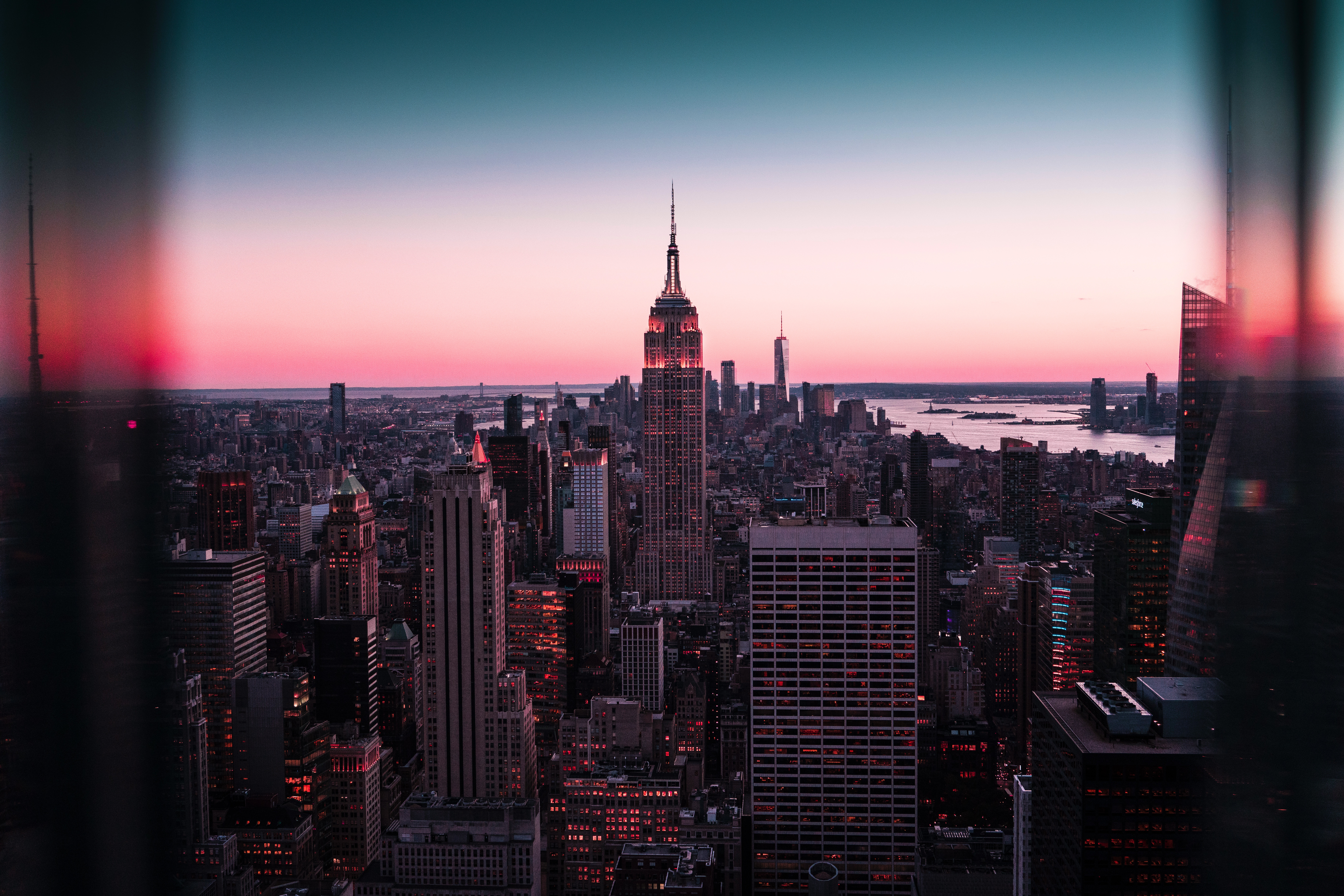 100124 скачать обои нью-йорк, города, закат, архитектура, небоскребы, сша - заставки и картинки бесплатно