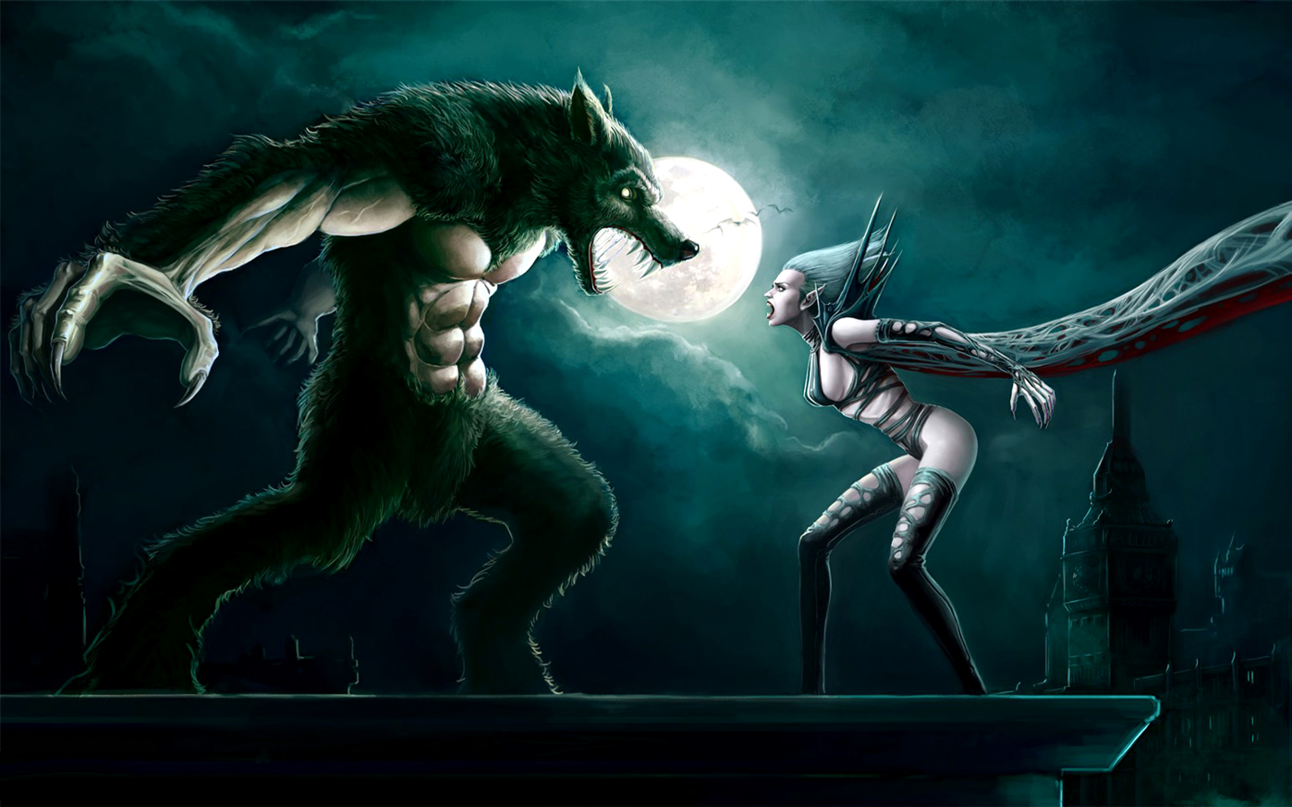 dark, werewolf, battle, vampire