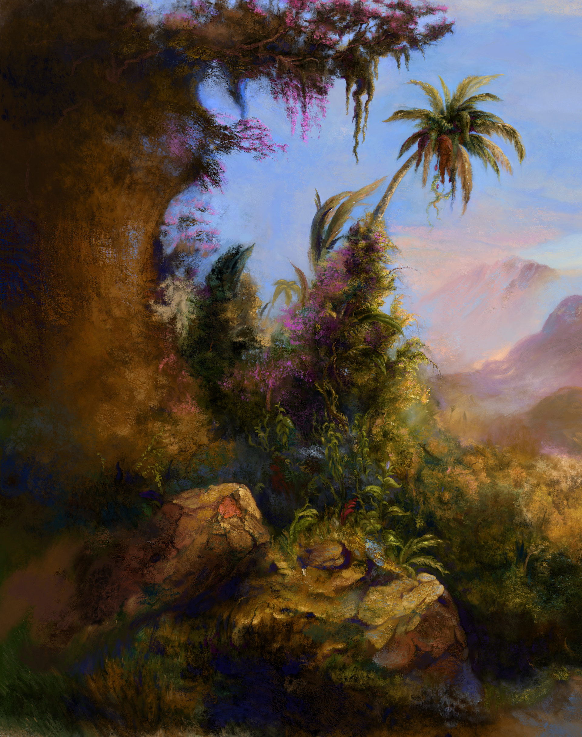 canvas, art, palms, paint 4K iPhone