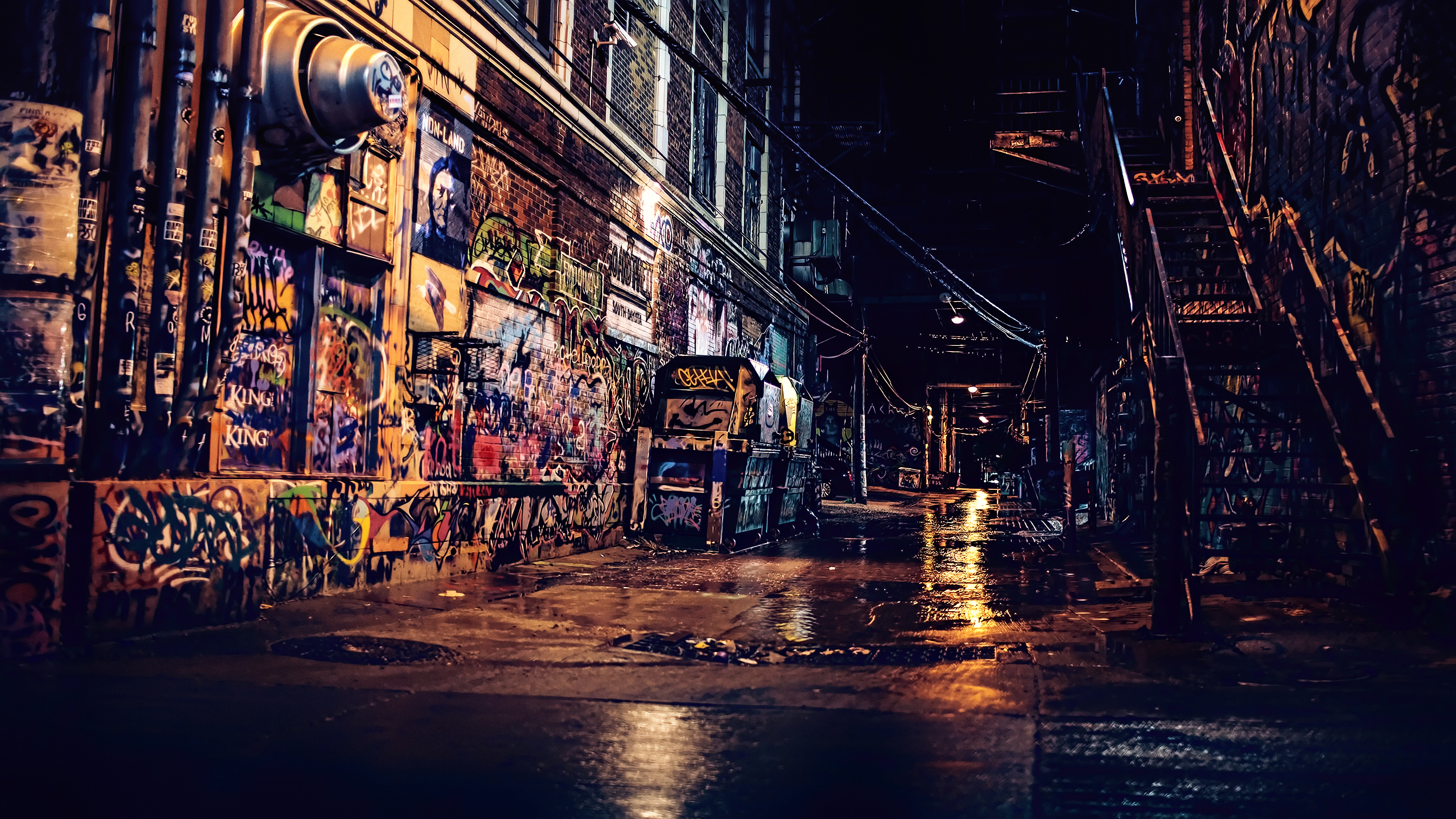 night, urban, graffiti, artistic 1080p