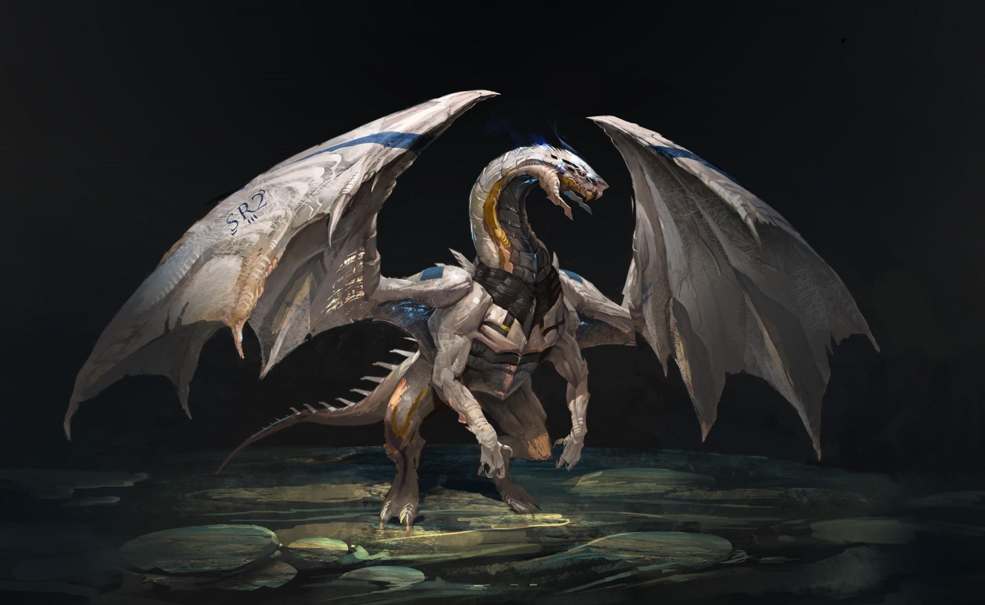 wallpapers fantasy, stones, wings, dragon, being, creature