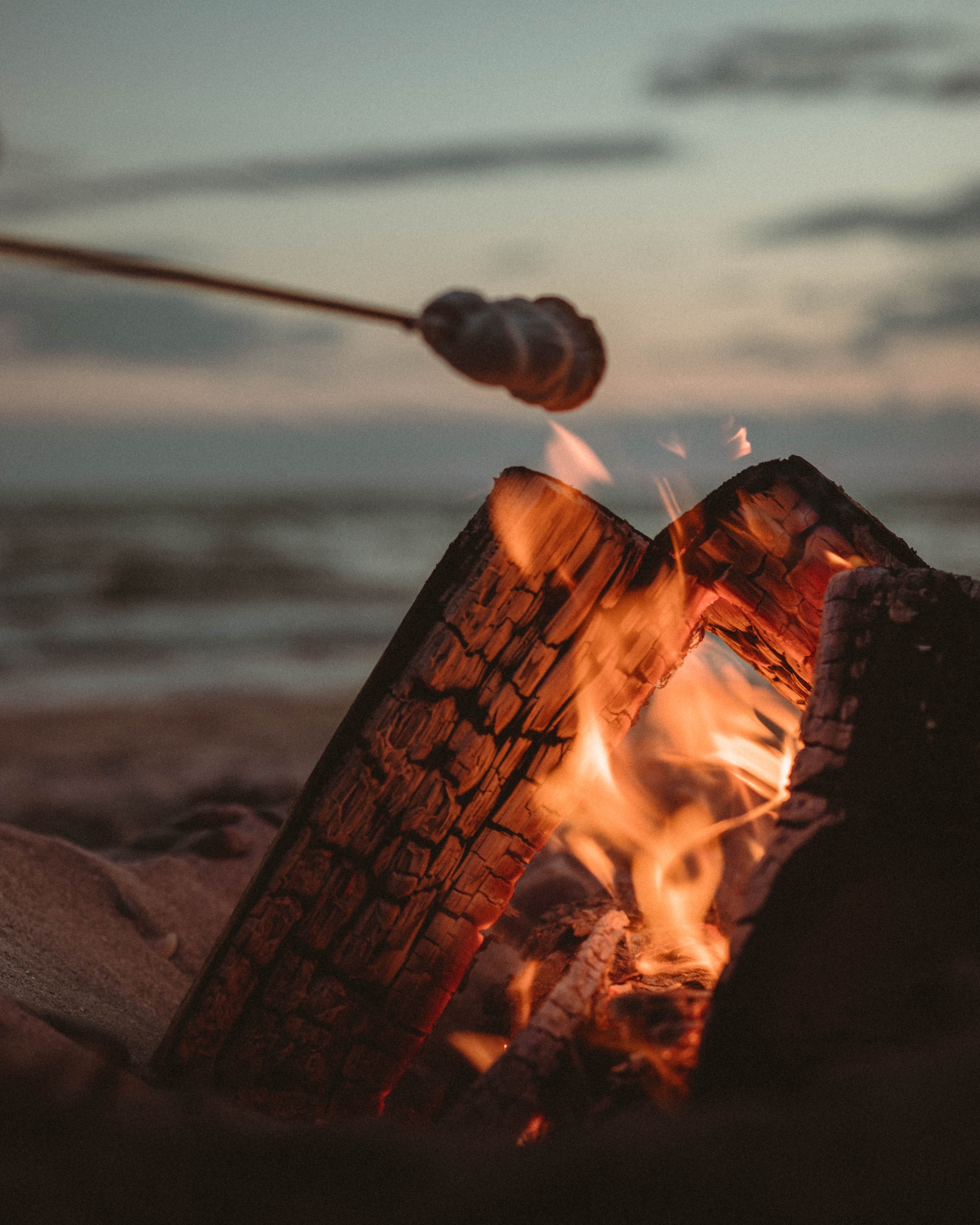 Mobile wallpaper bonfire, zephyr, fire, flame, miscellanea, miscellaneous, marshmallow, logs