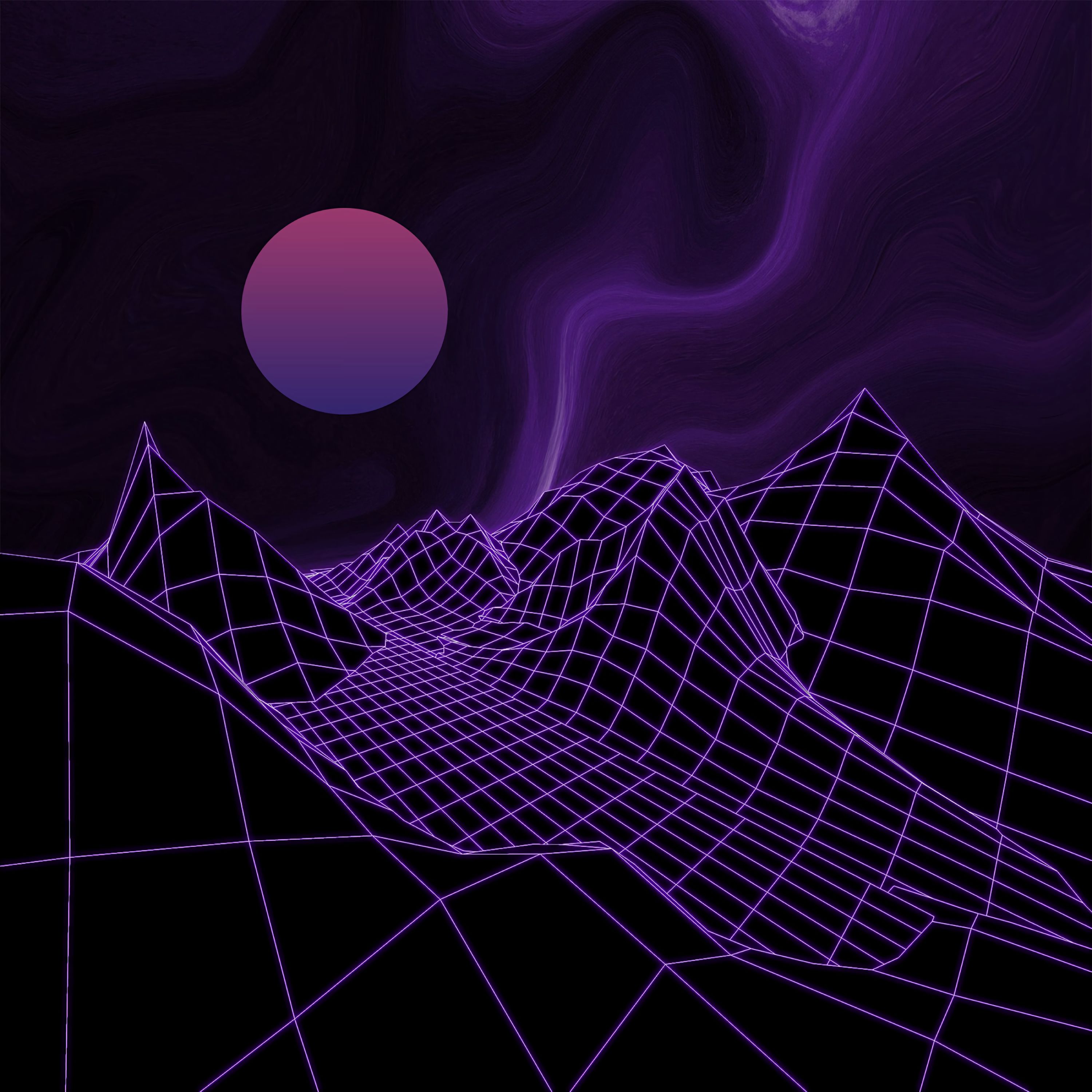 purple, violet, 3d, grid, relief, ball iphone wallpaper