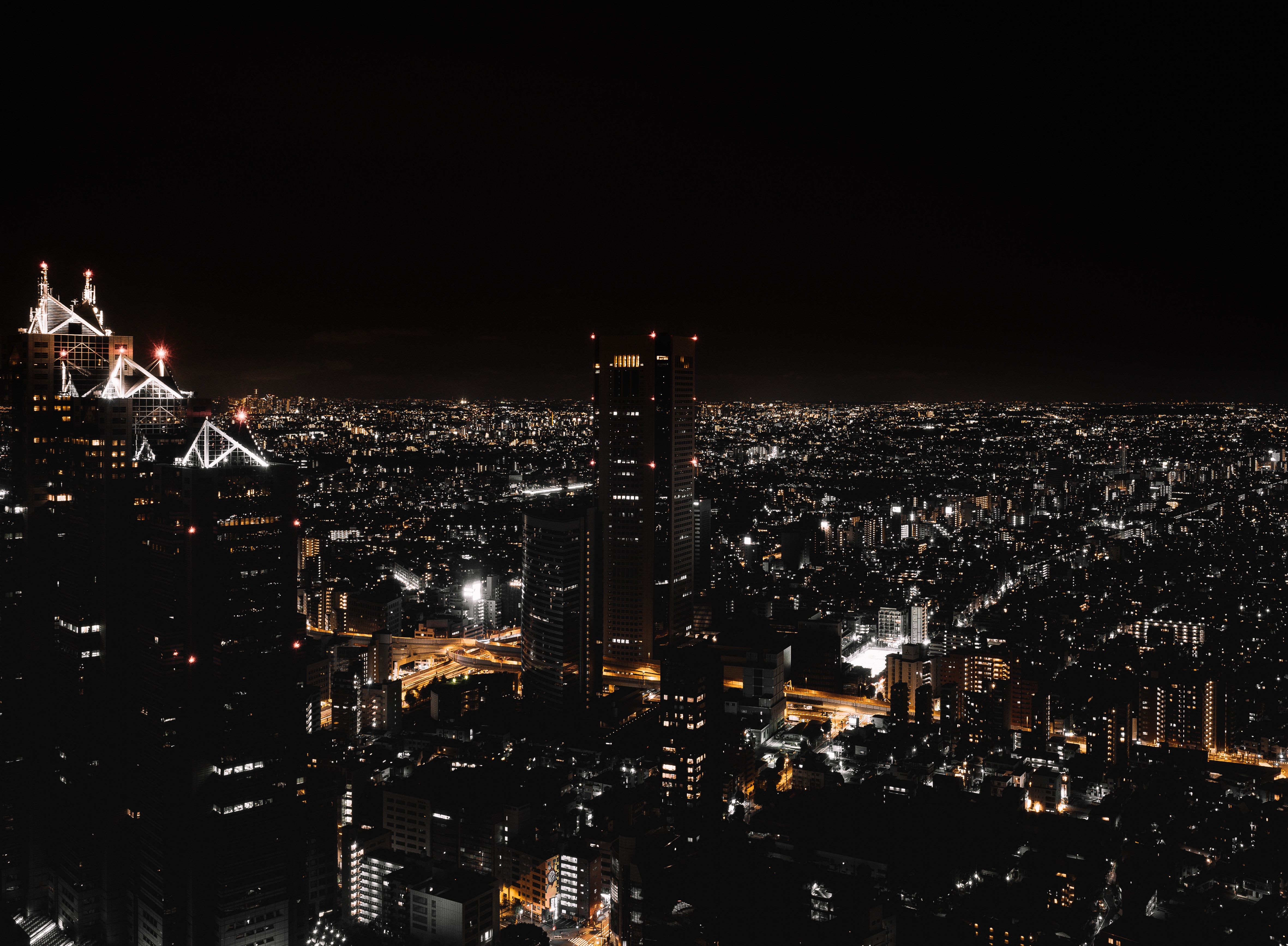 High Definition wallpaper view from above, tokyo, city lights, skyscrapers