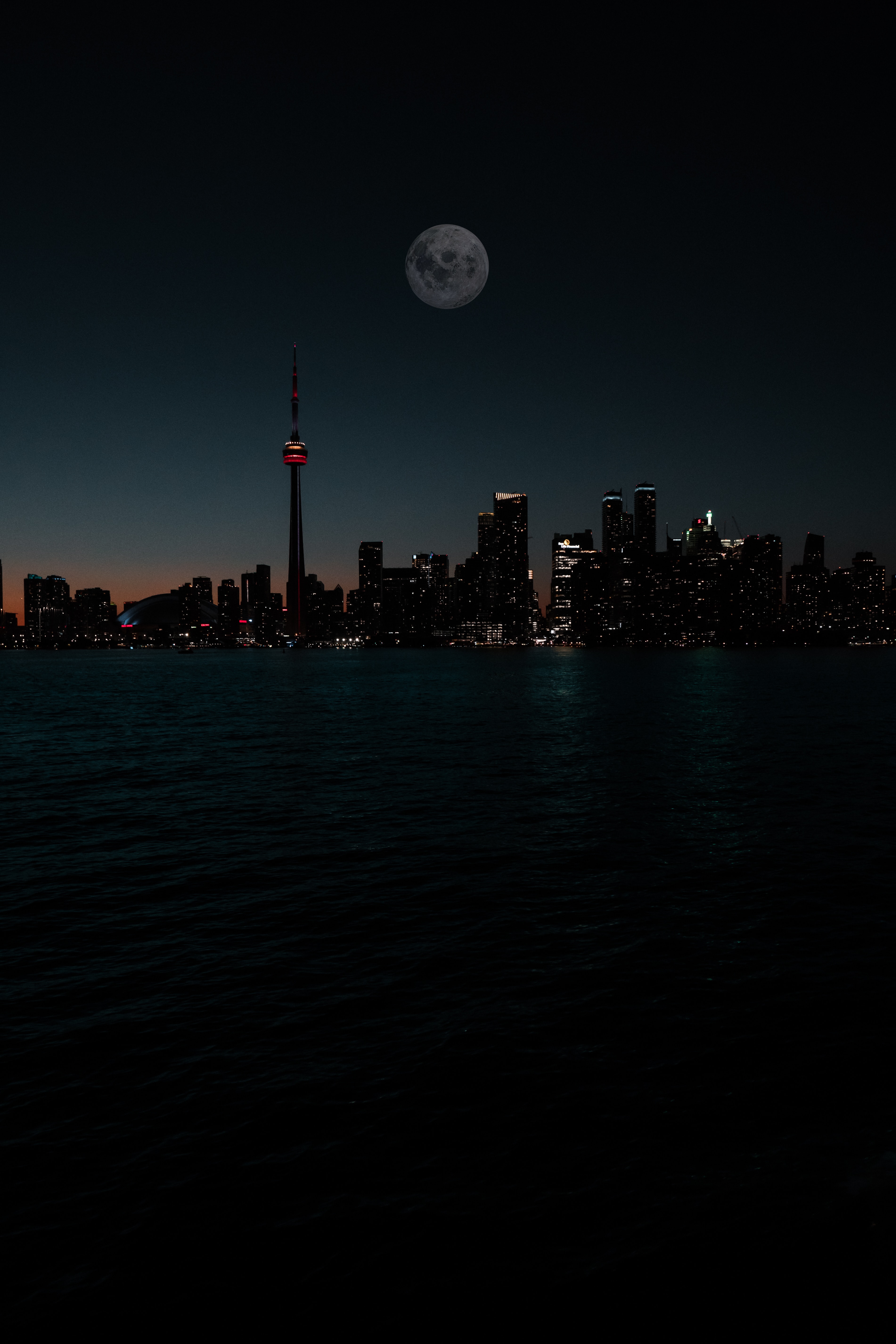 City water, moon, night, dark Free Stock Photos