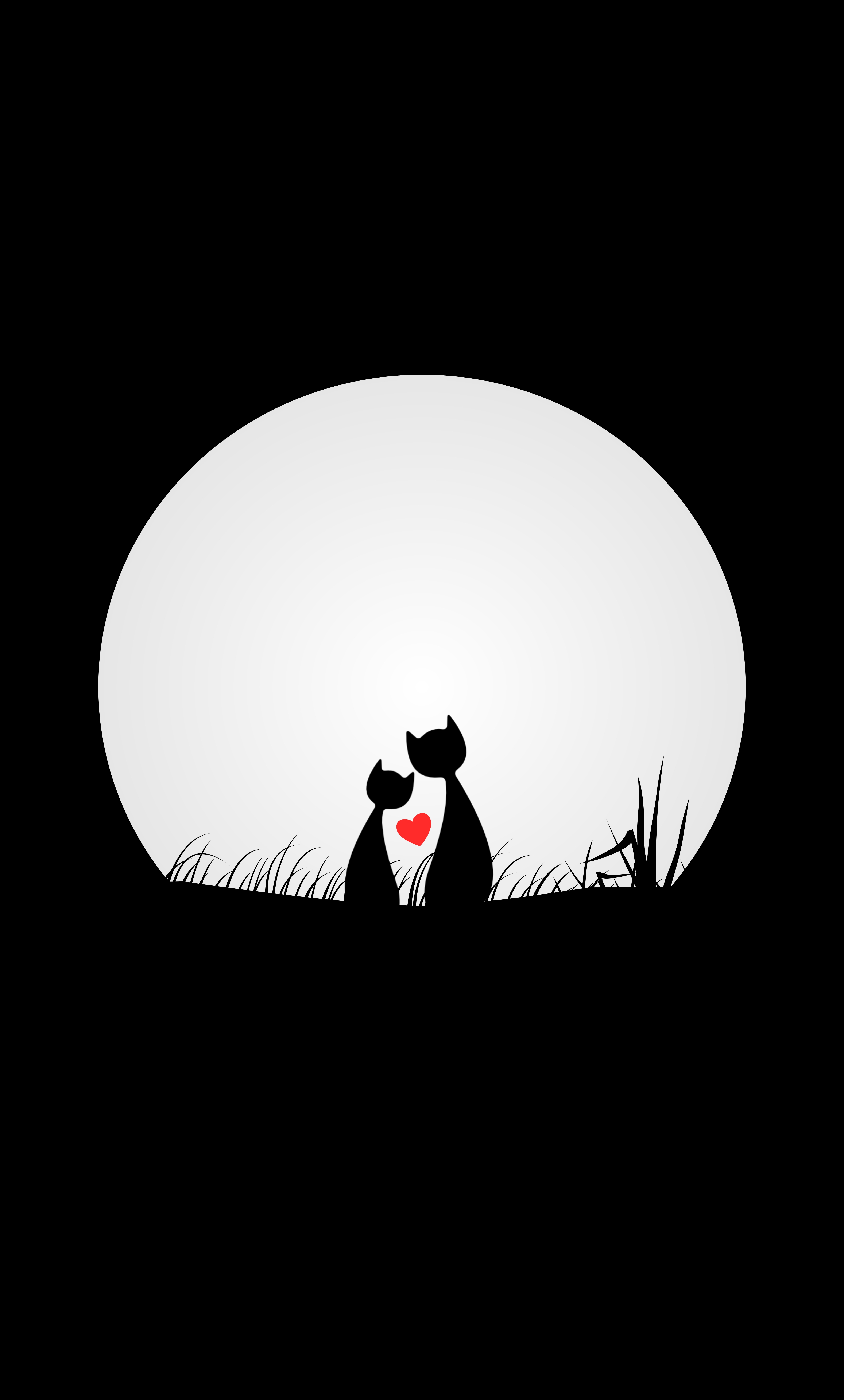 Love night, vector, cats, moon 1366x768 Wallpapers