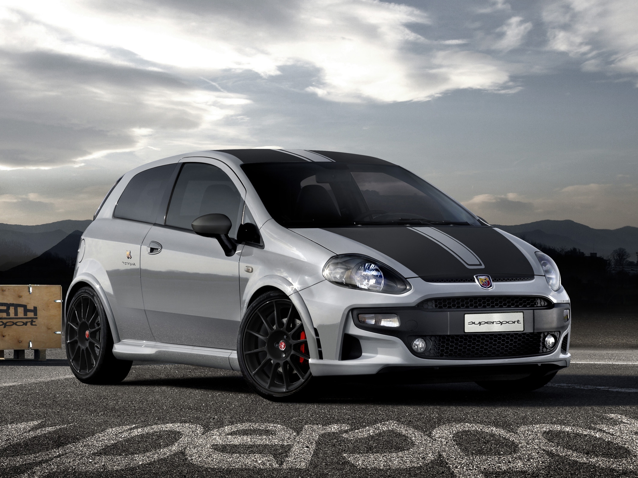 abarth, auto, mountains, cars, front view, grey, style, 2011, supersport