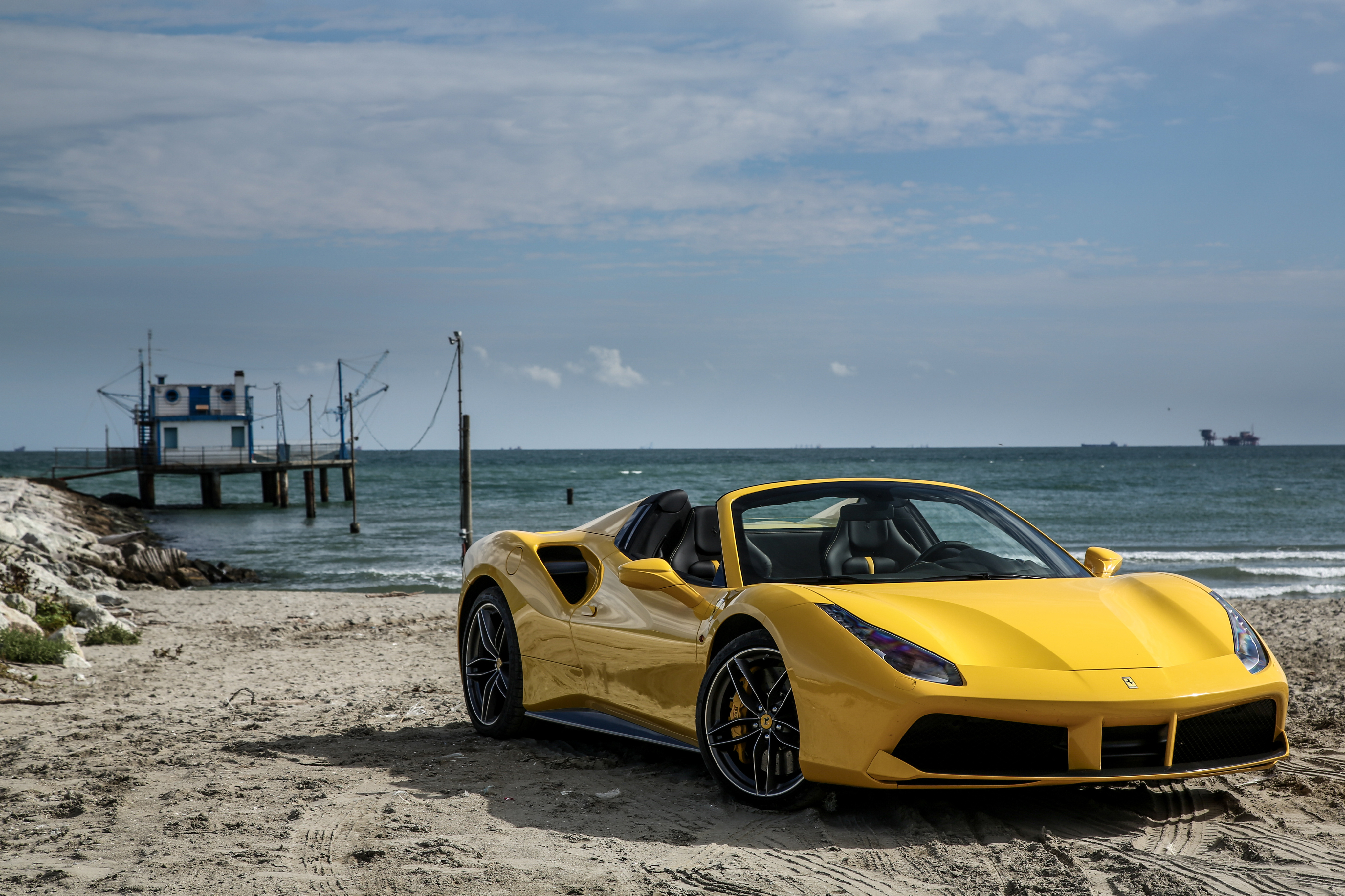 488, cars, side view, yellow Ultrawide Wallpapers