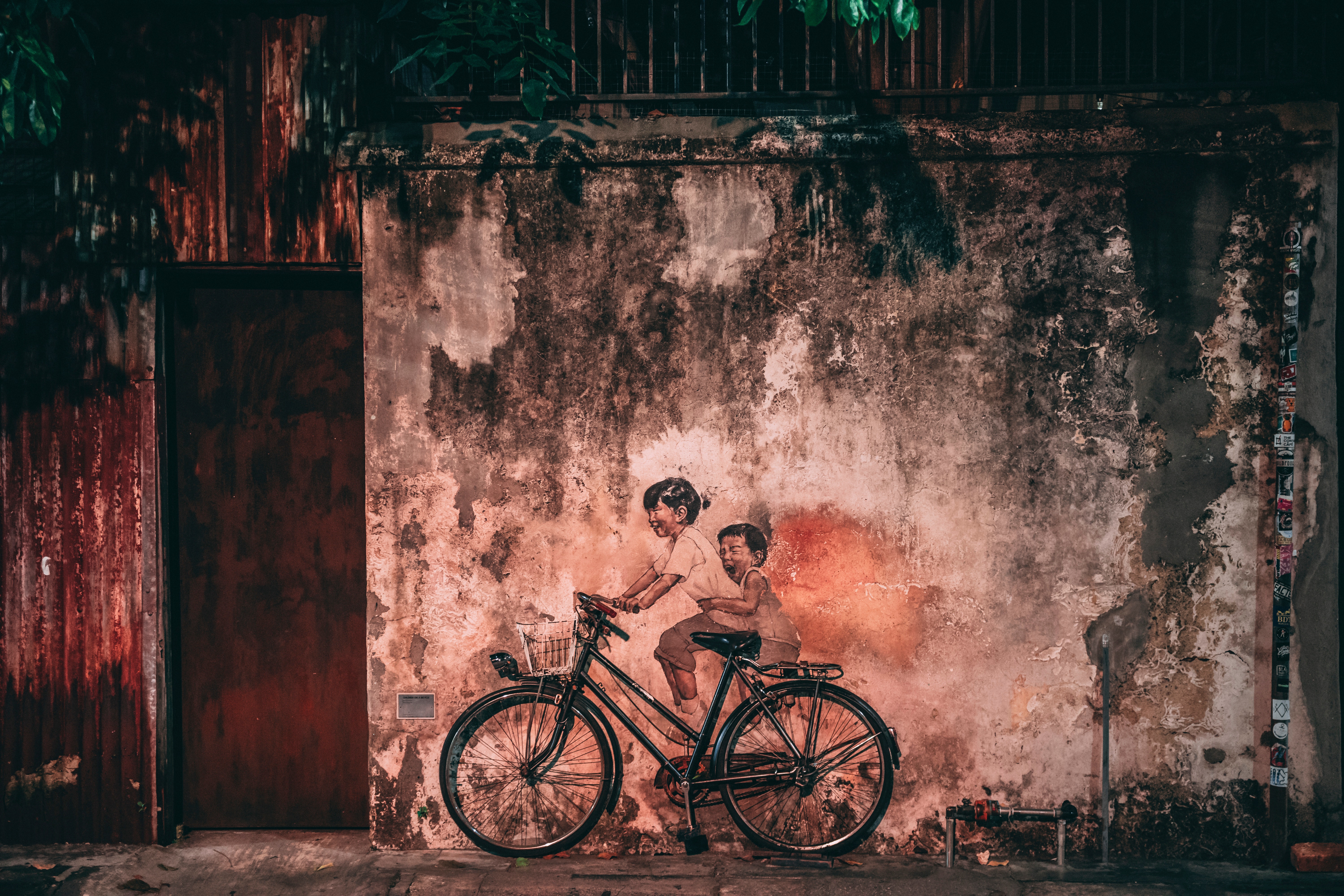 bicycle, wall, old, children Ultrawide Wallpapers