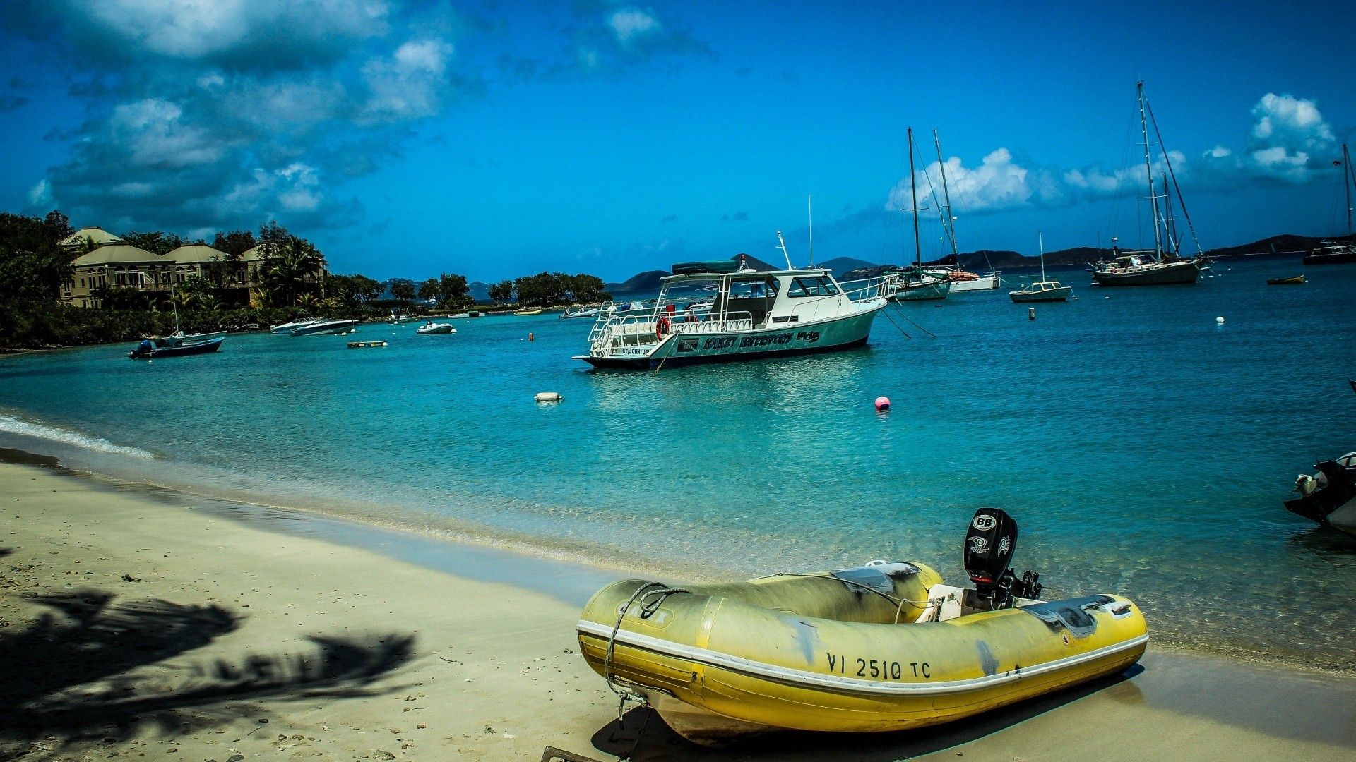 boat, virgin islands, sand, bank home screen for smartphone