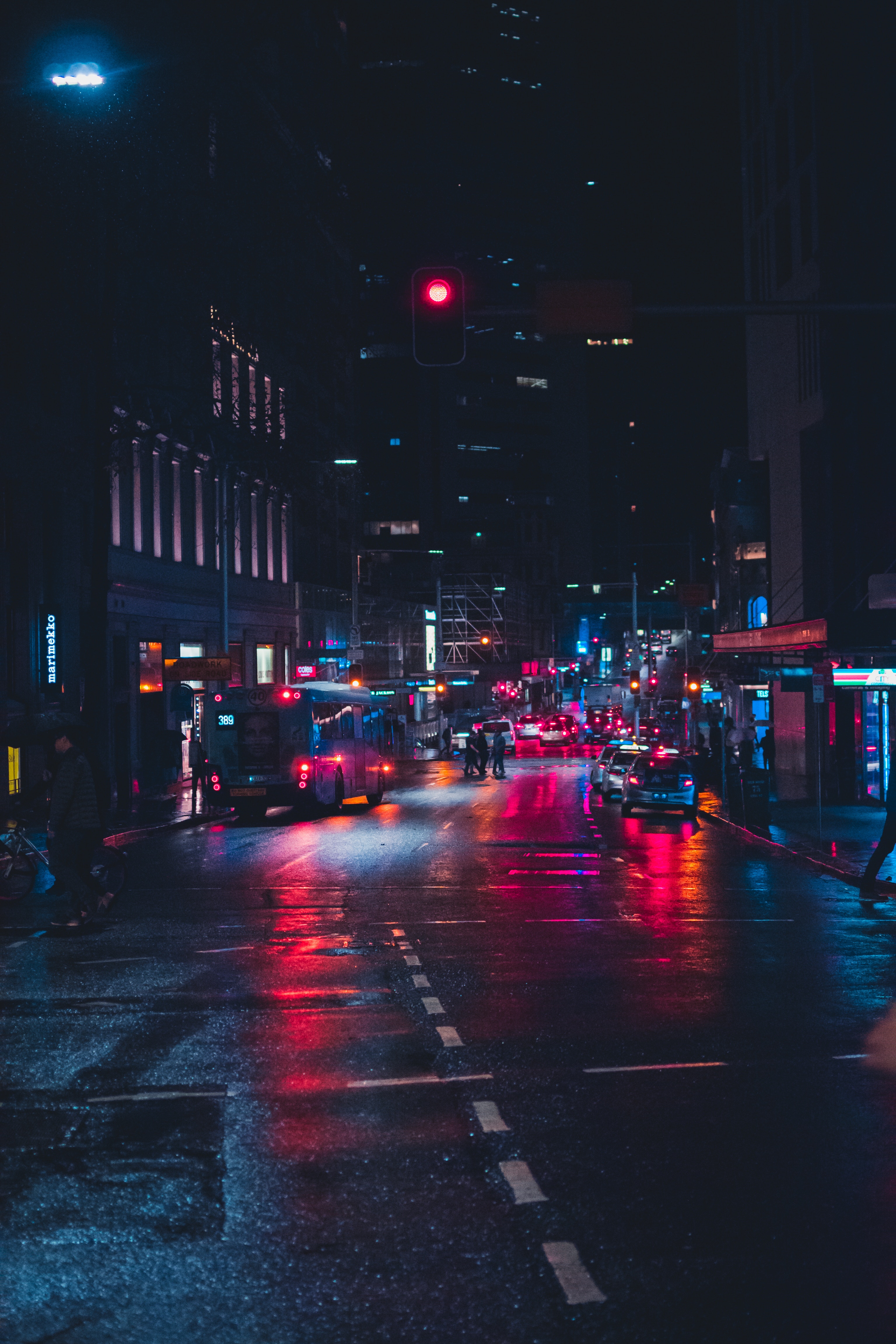 Download Phone wallpaper night city, lighting, traffic, street