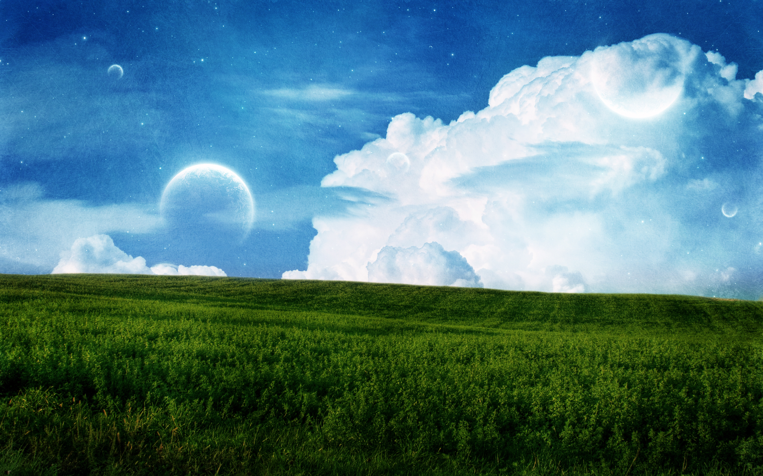 Laden Sie das Landschaft, Felder, Sky, Planets, Clouds, Mond-Bild kostenlos auf Ihren PC-Desktop herunter