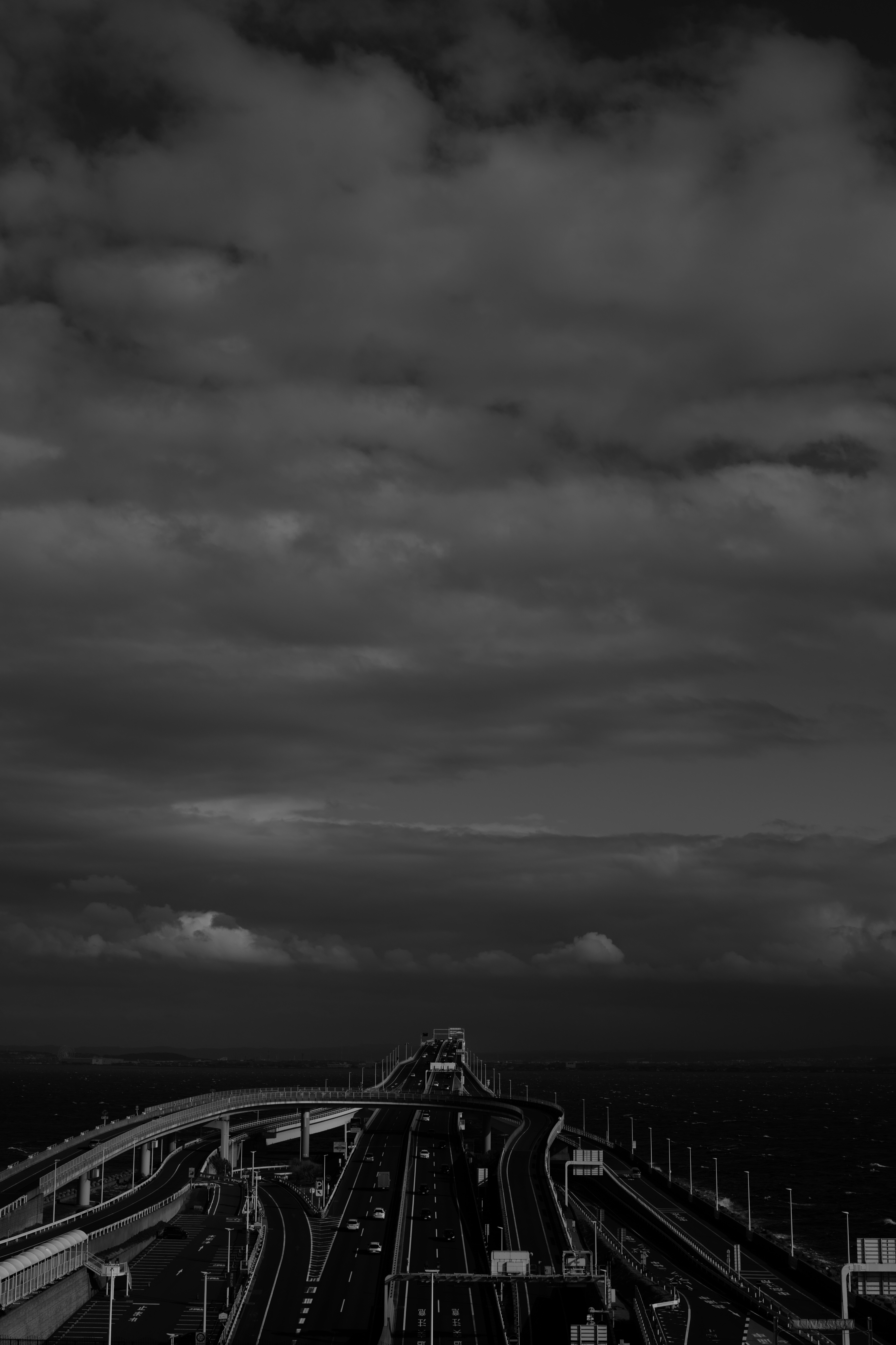 Download mobile wallpaper Bridge, Chb, Road, Bw, Intricate, Confused, Dark for free.