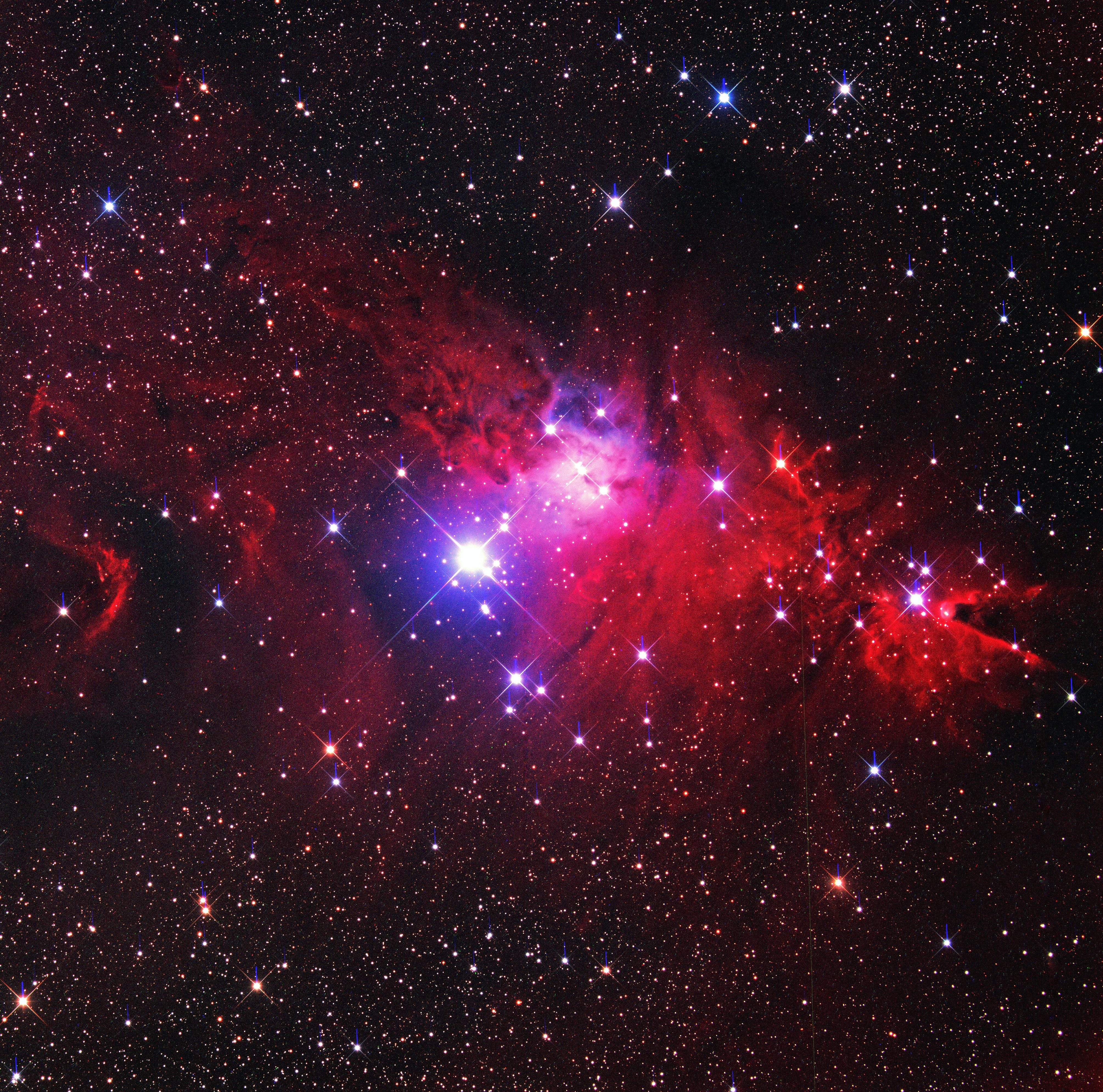 nebula, universe, stars, red, glare