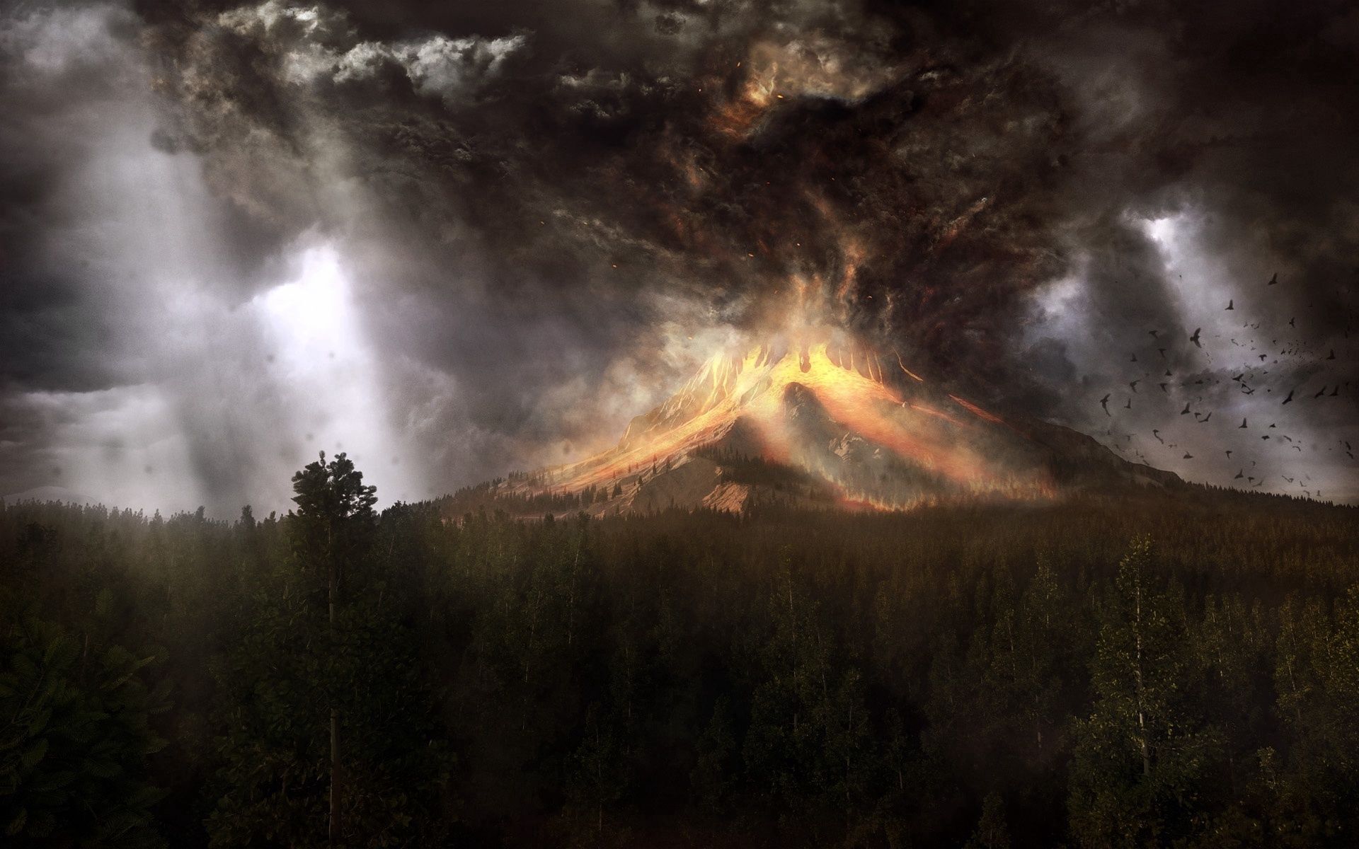 Mobile Wallpaper Lava smoke, nature, catastrophe, volcano