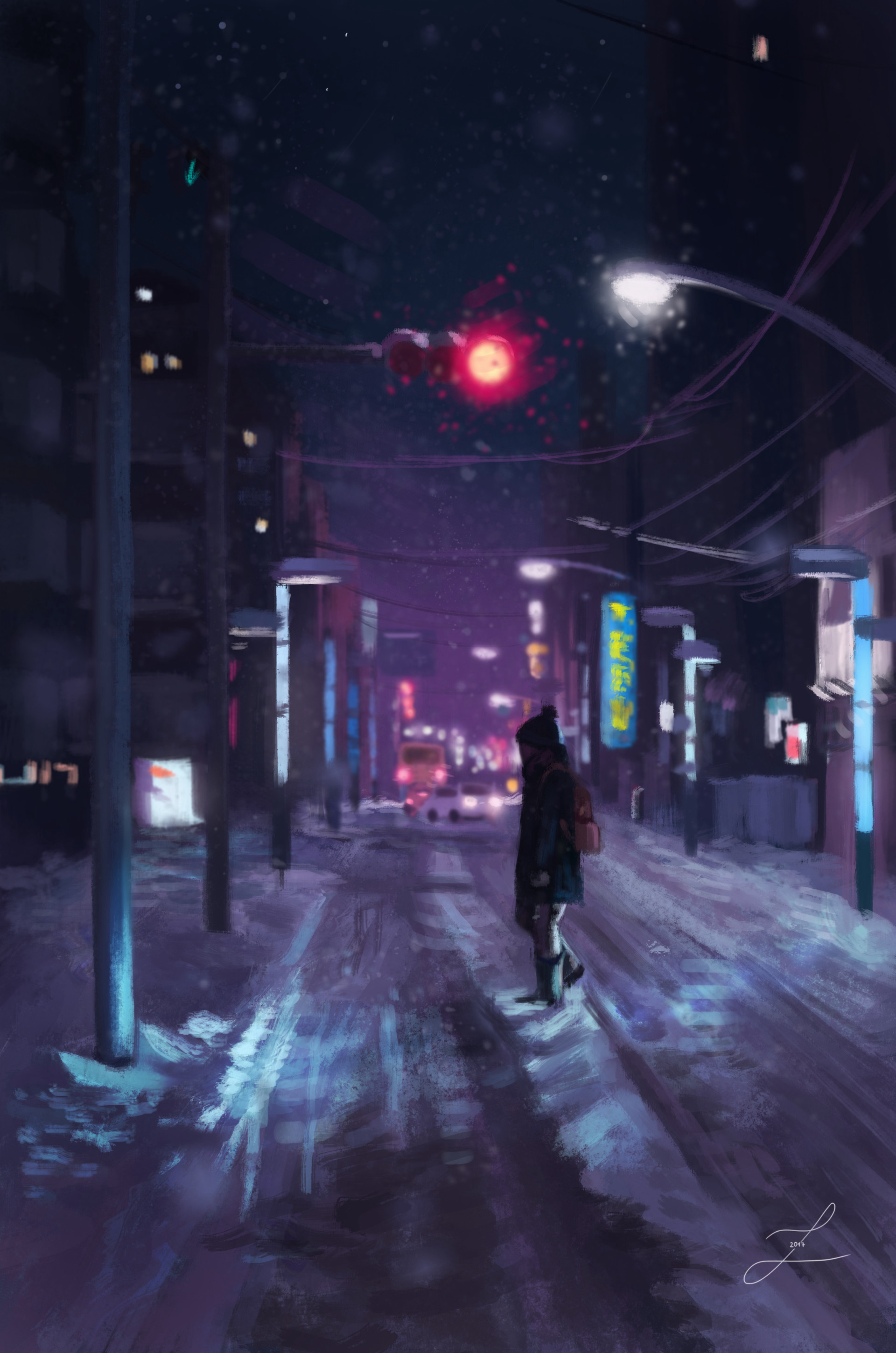 iPhone background art, lights, city, street