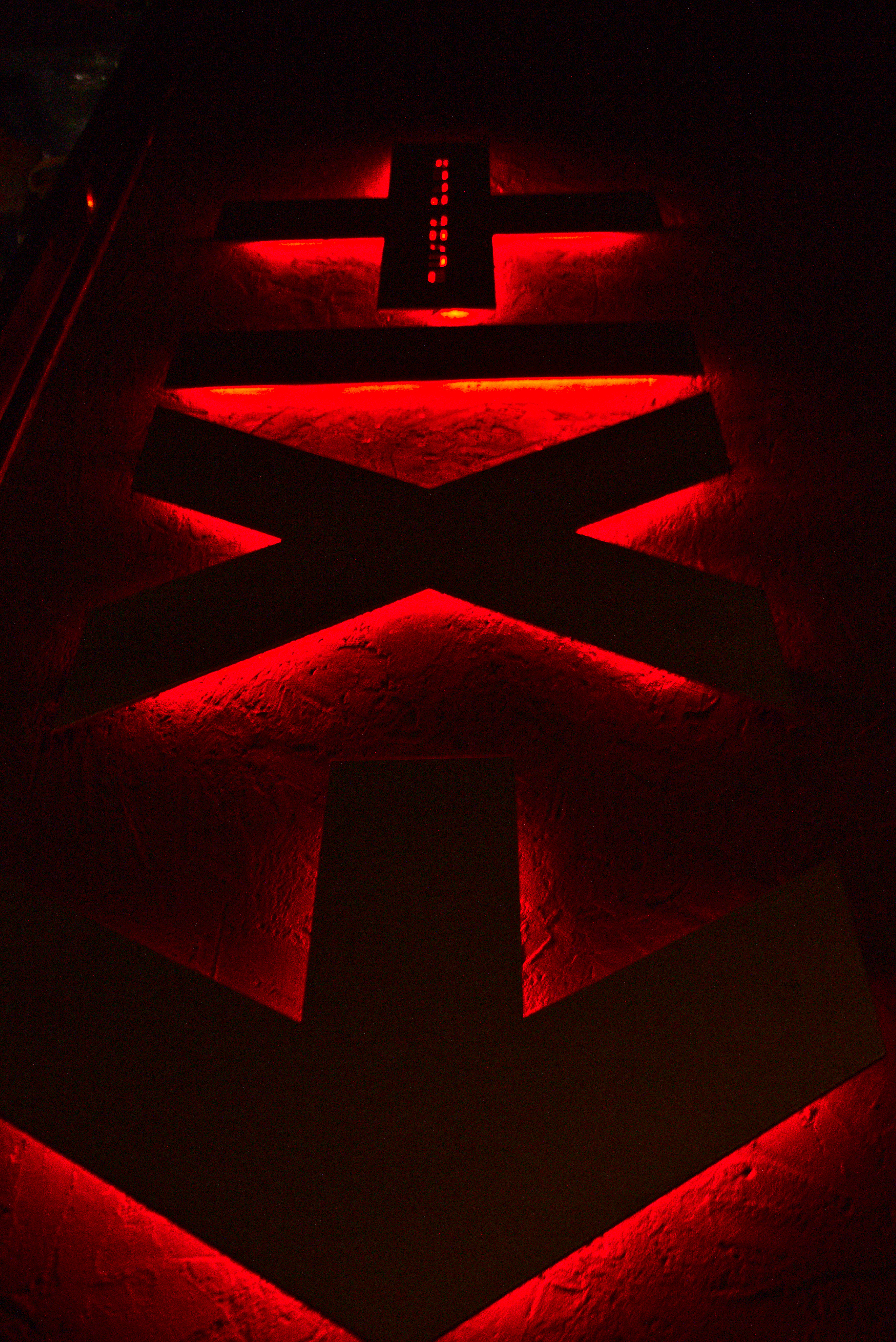 Ultra HD 4K backlight, red, symbols, dark