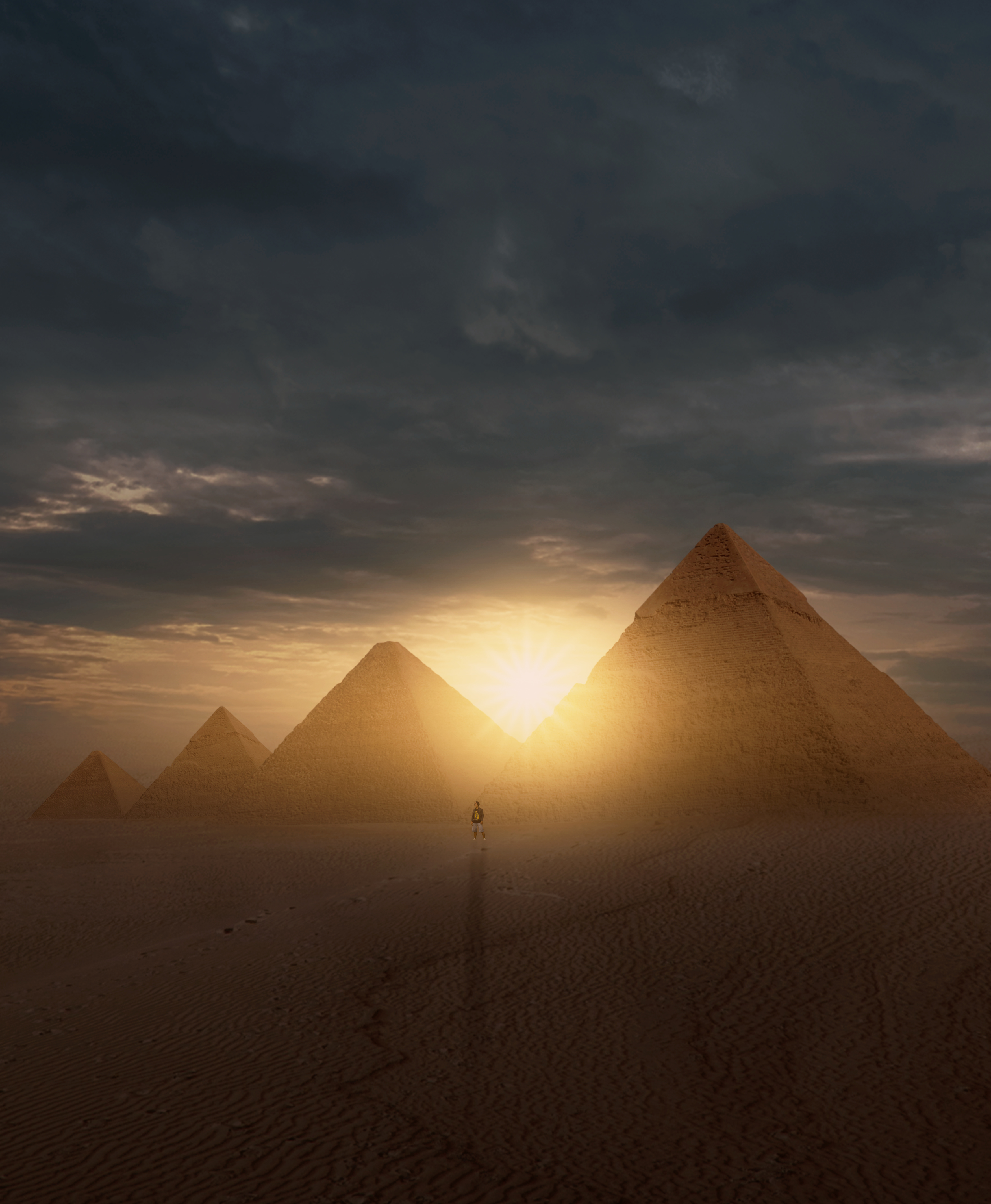 91025 Hintergrundbild herunterladen sunset, sun, wüste, pyramiden, silhouette, verschiedenes, sonstige - Bildschirmschoner und Bilder kostenlos