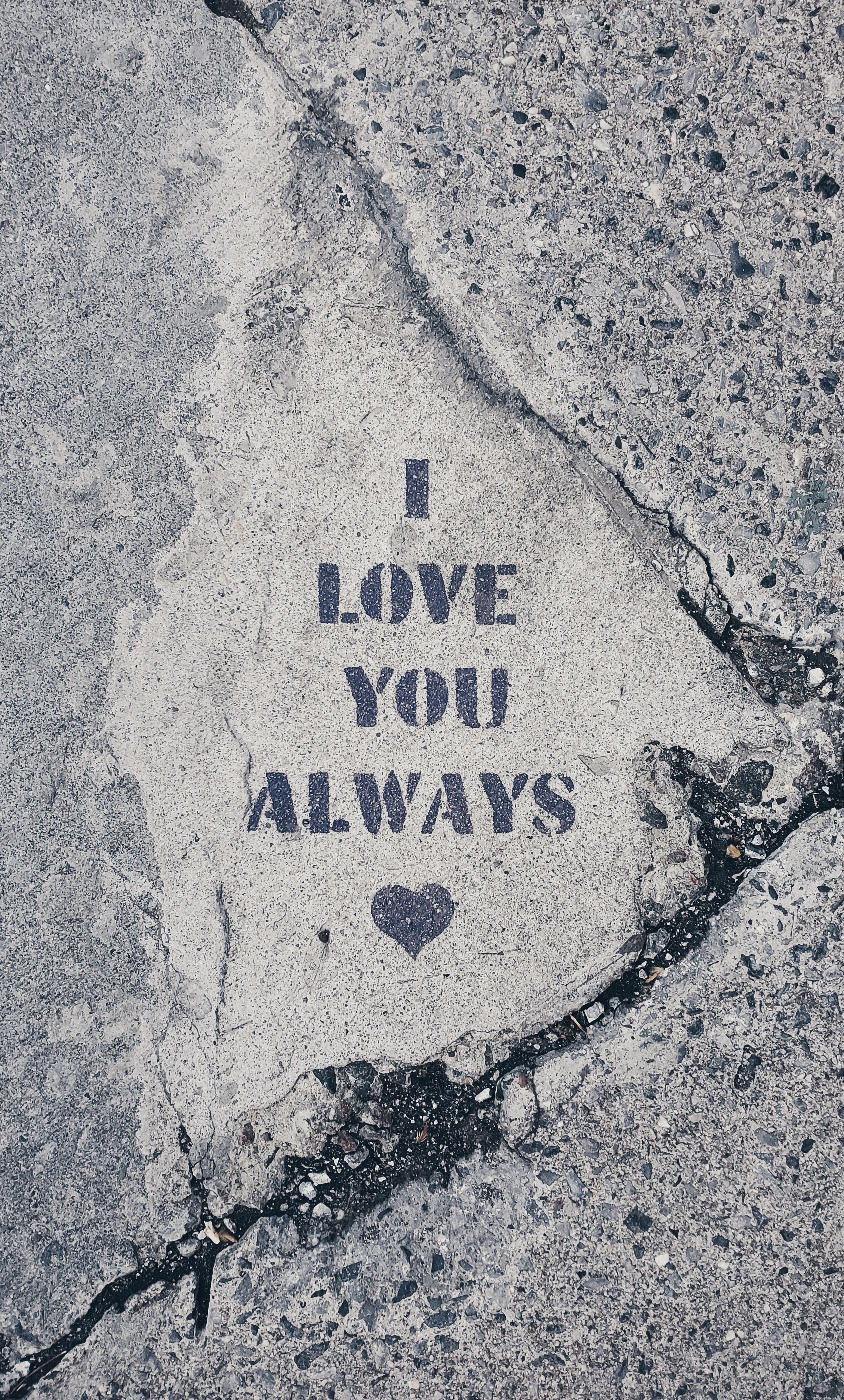 Mobile wallpaper heart, words, love, asphalt, inscription