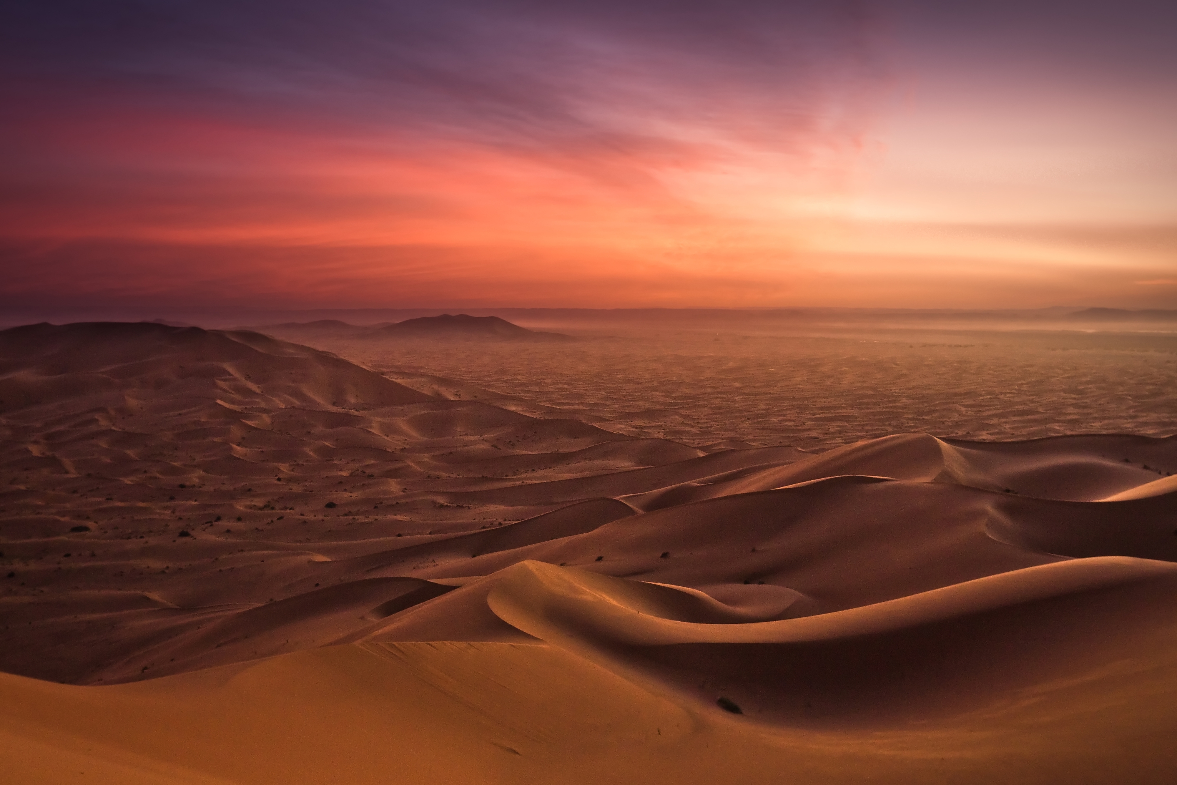 156700 Hintergrundbild herunterladen wüste, sunset, natur, sand, orange, linien, abend, farbtöne, schattierungen - Bildschirmschoner und Bilder kostenlos