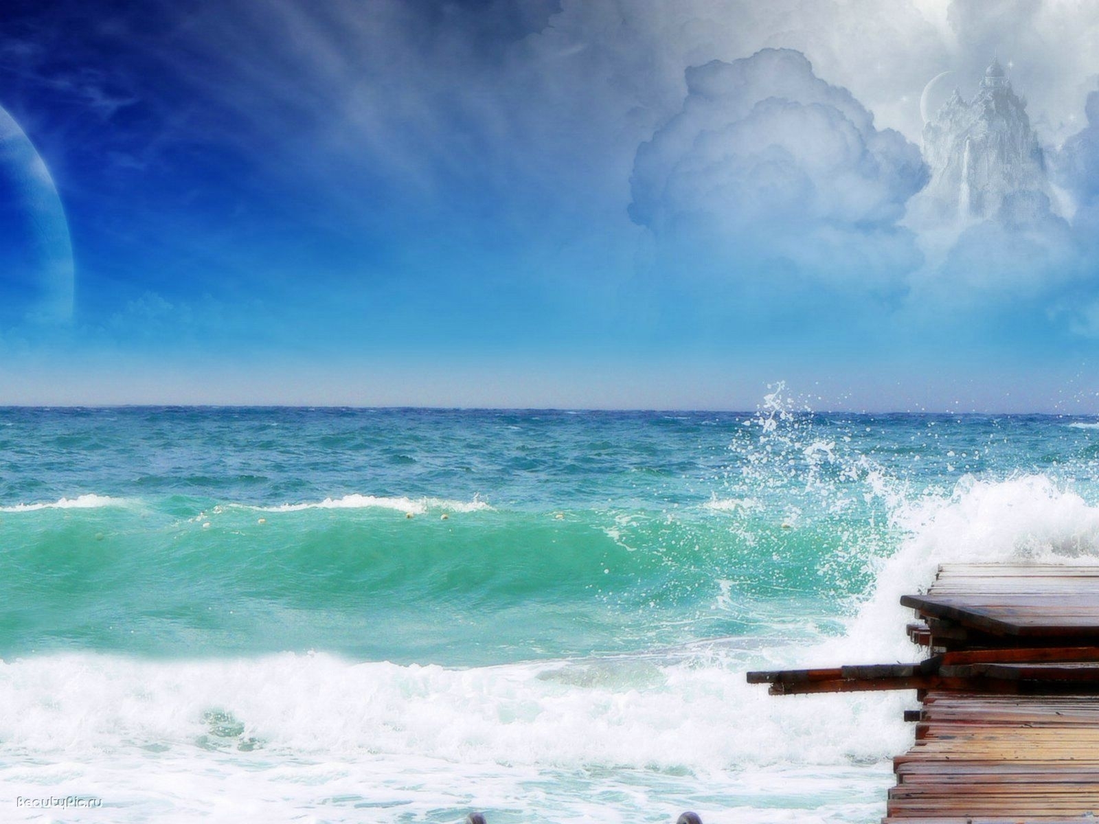 sky, landscape, water, sea, blue High Definition image