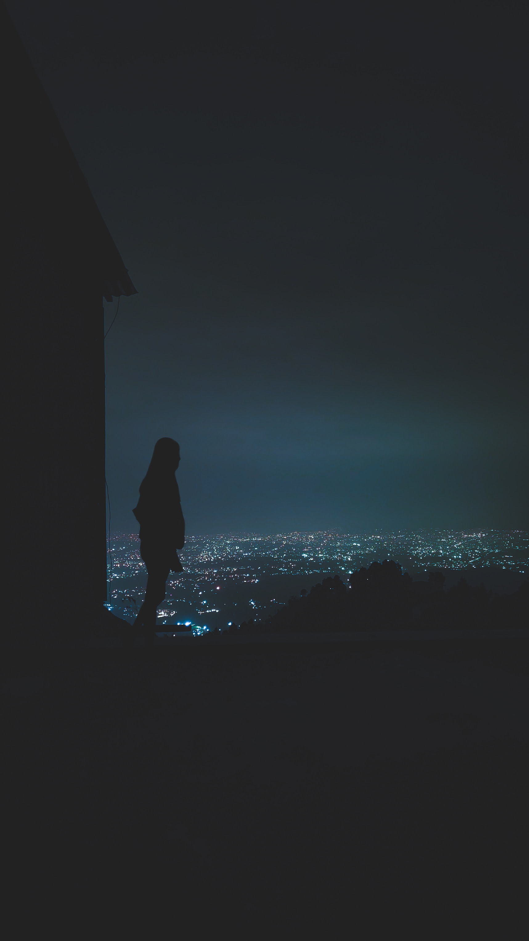 girl, dark, silhouette Phone Background
