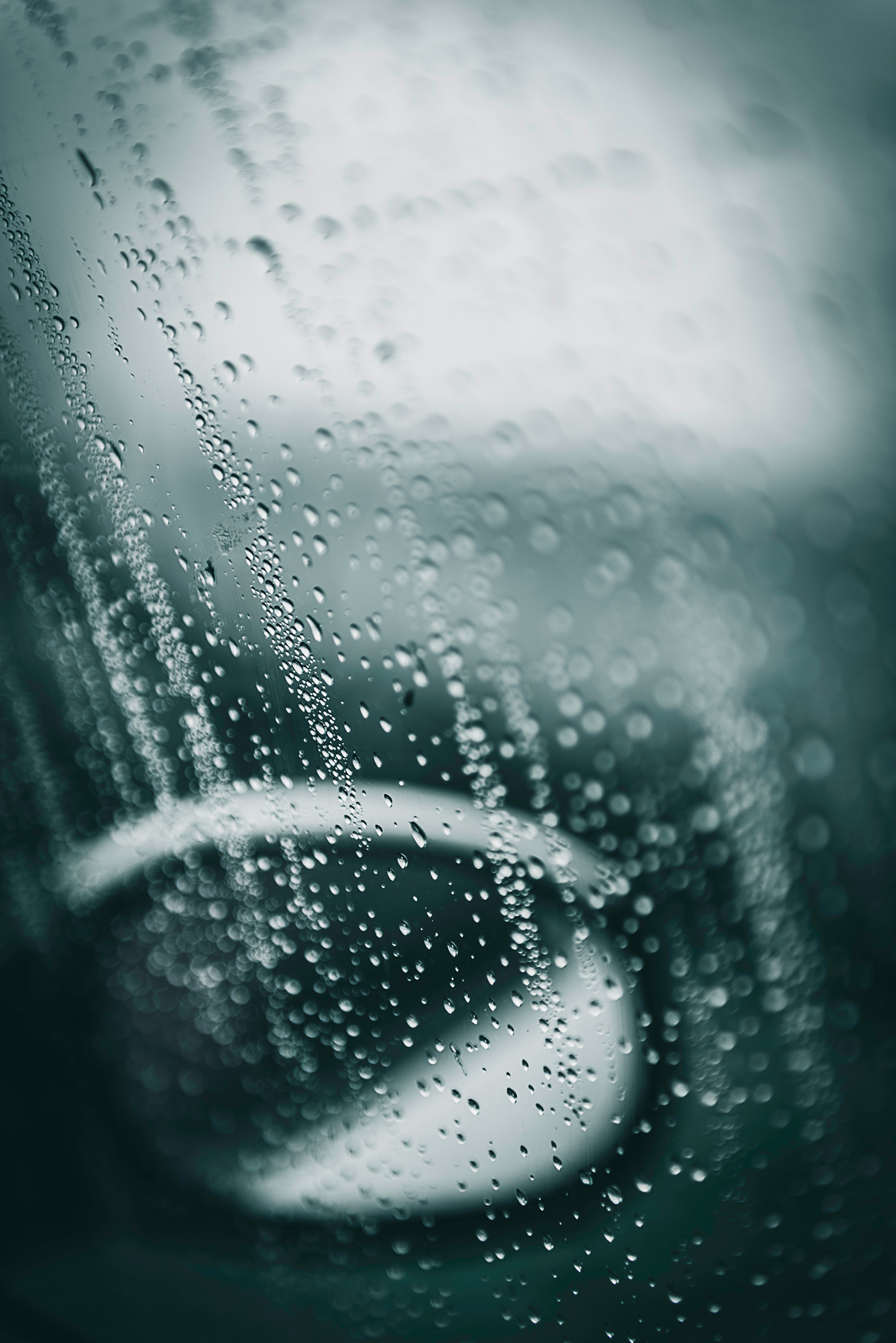 moisture, rain, drops, macro, surface, glass, window, mirror QHD