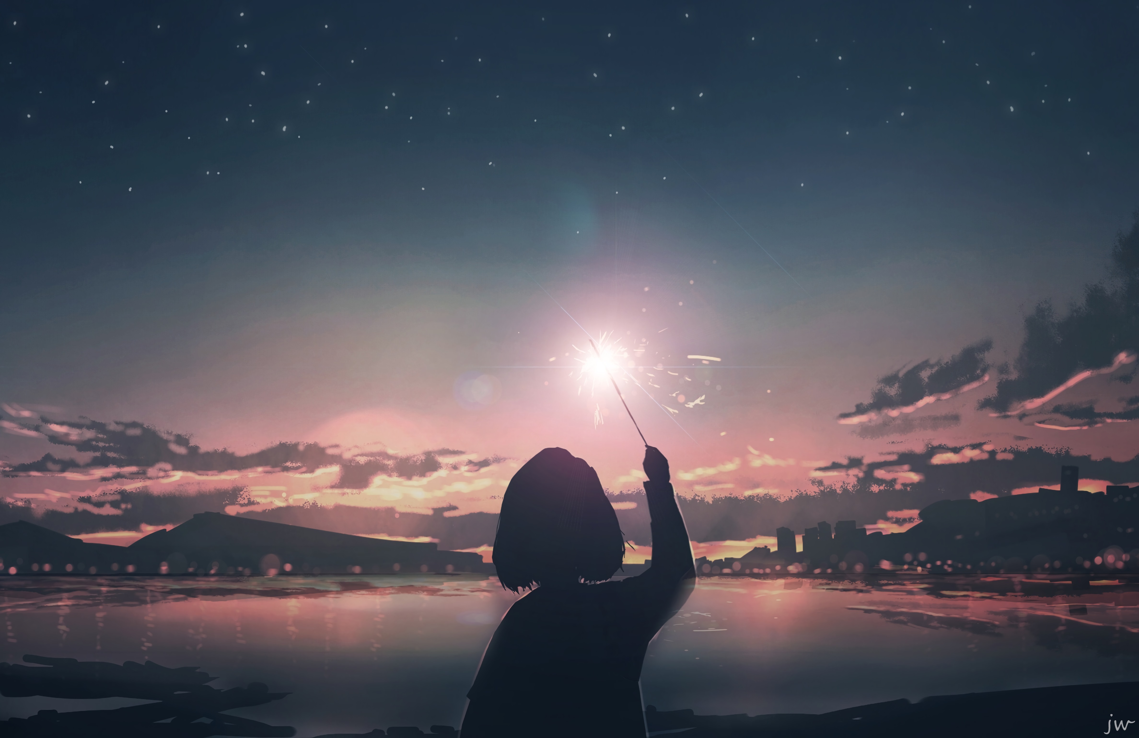 girl, magic, art, glow wallpapers for tablet