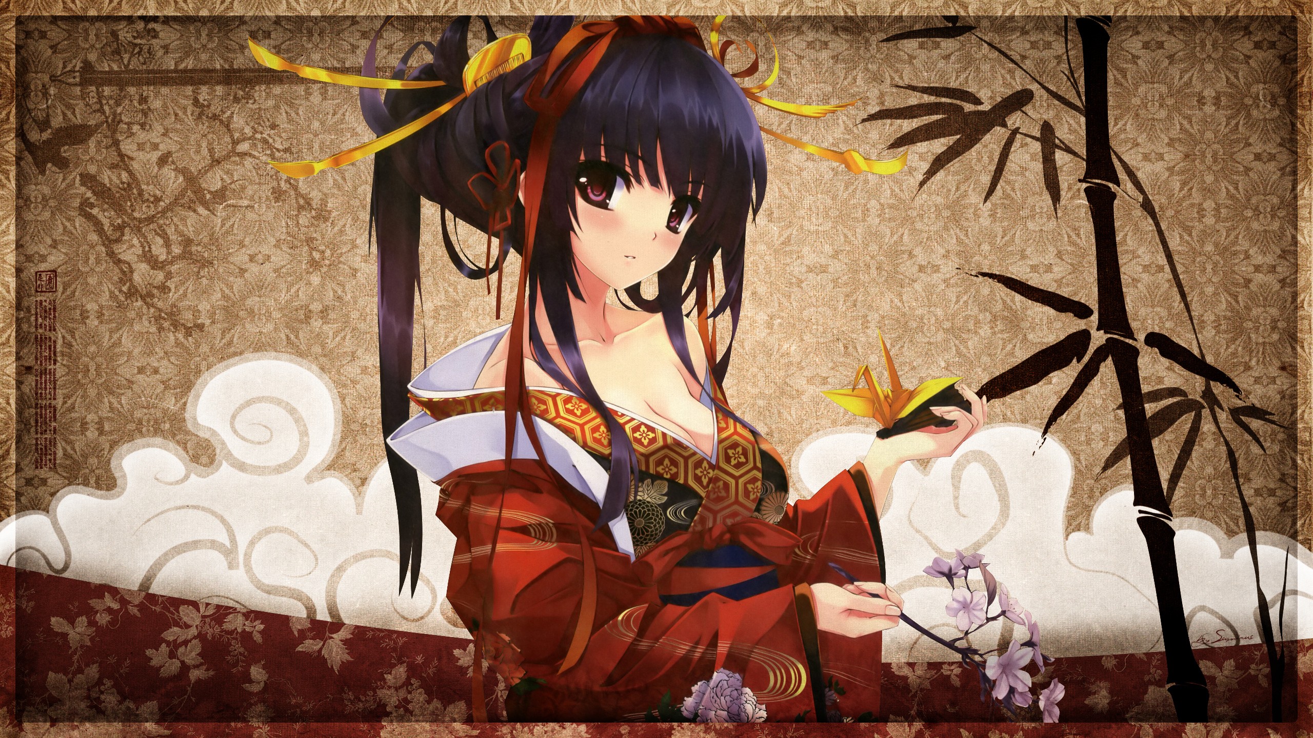 Аниме девушка в кимоно