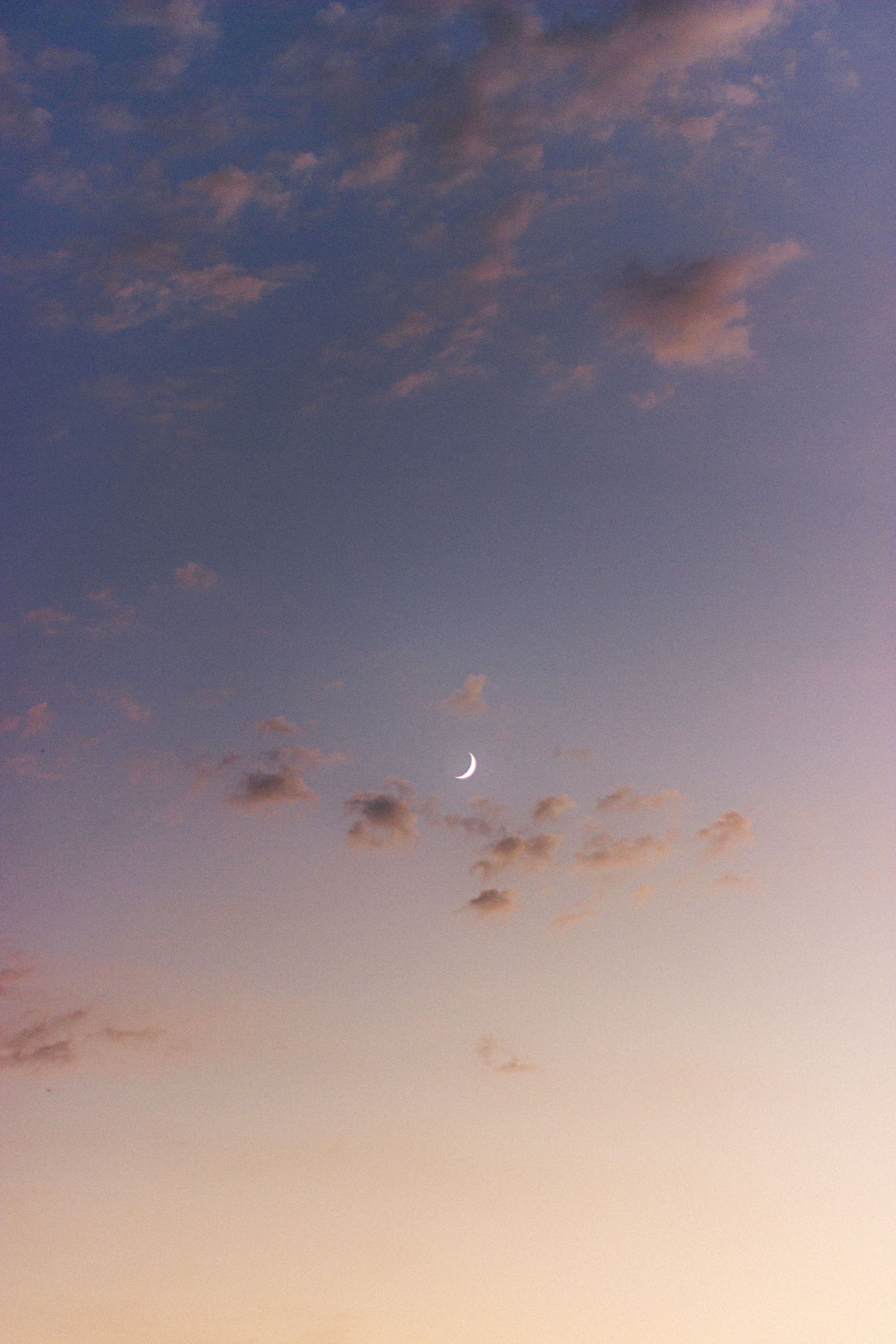 dusk, clouds, nature, sky, twilight, moon phone wallpaper