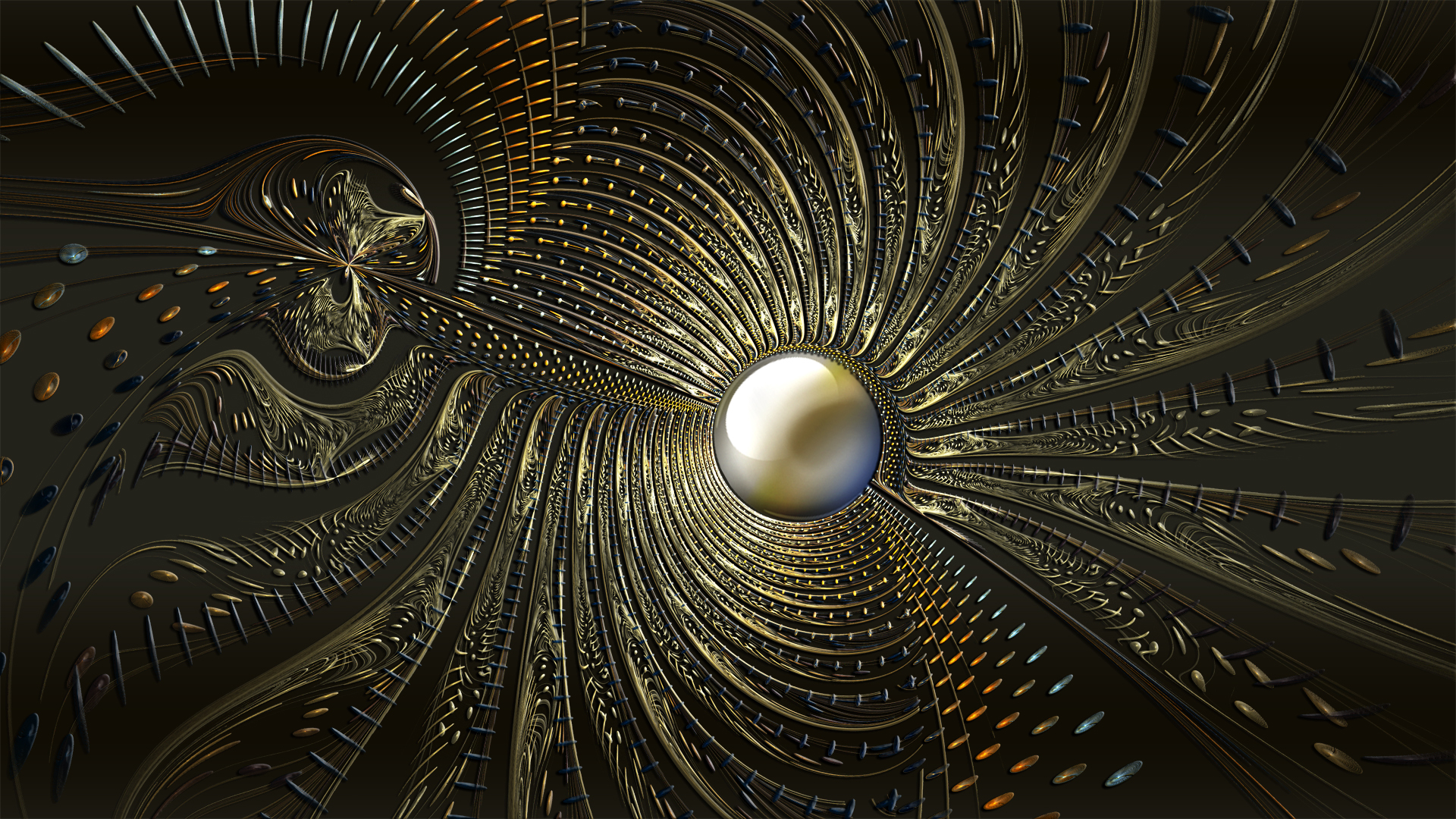 fractal, ball, abstract, gold collection of HD images