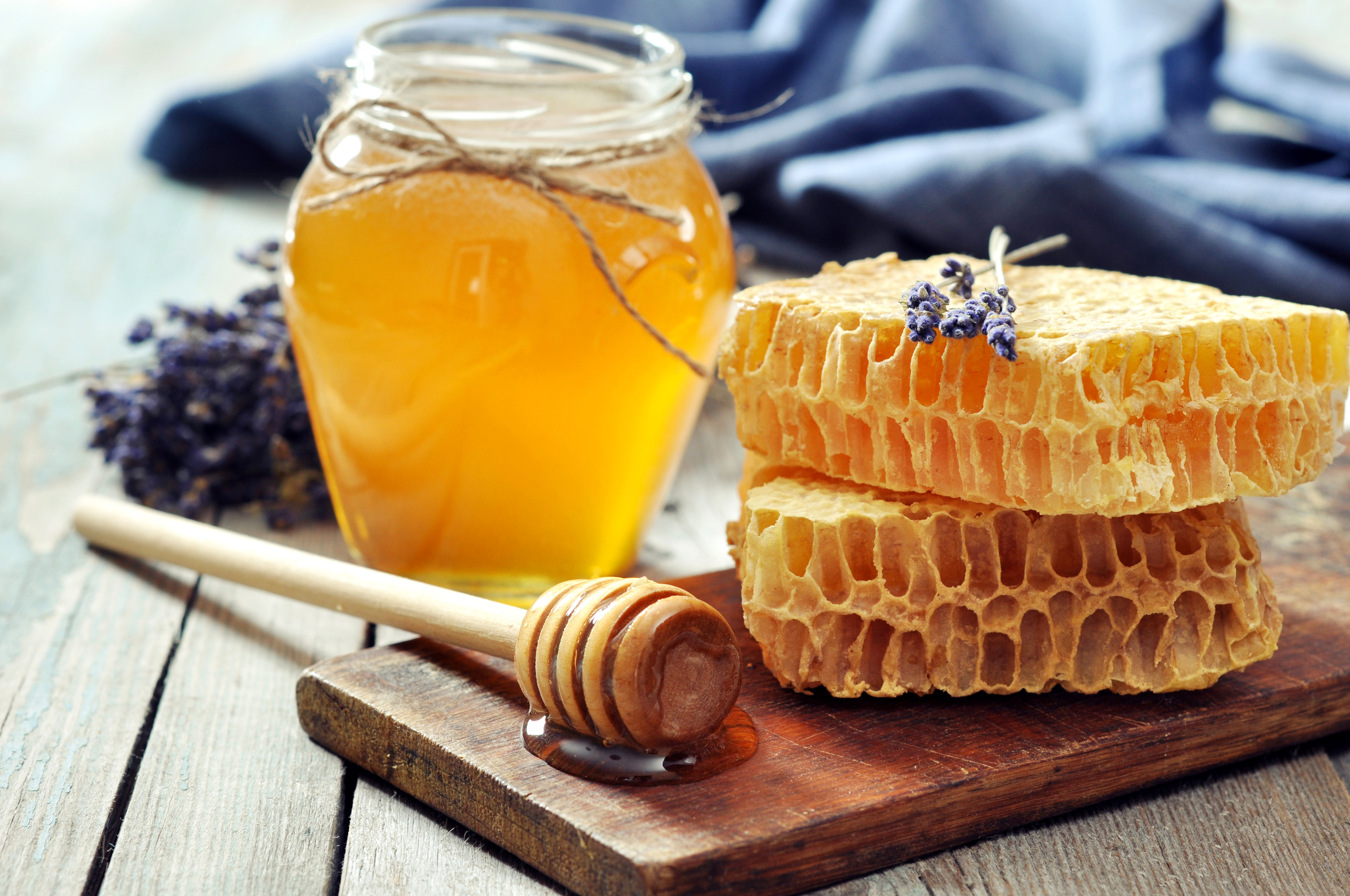 food, honey, honeycomb, jar, lavender Phone Background