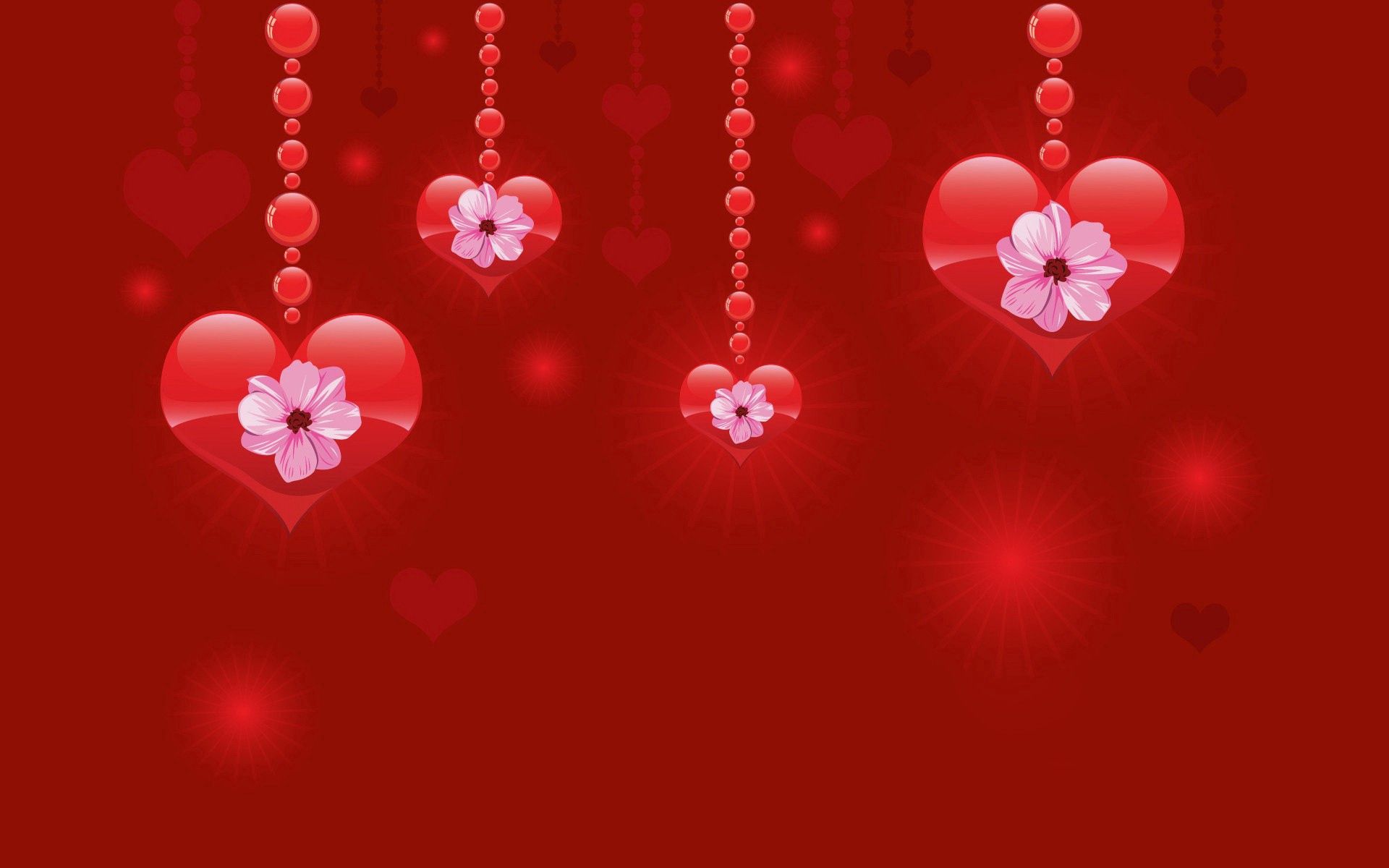 hearts, picture, drawing, flowers 1080p pic