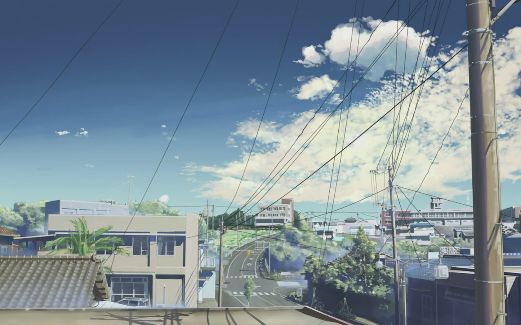 wire, city, urban, sky, 5 centimeters per second, anime mobile wallpaper