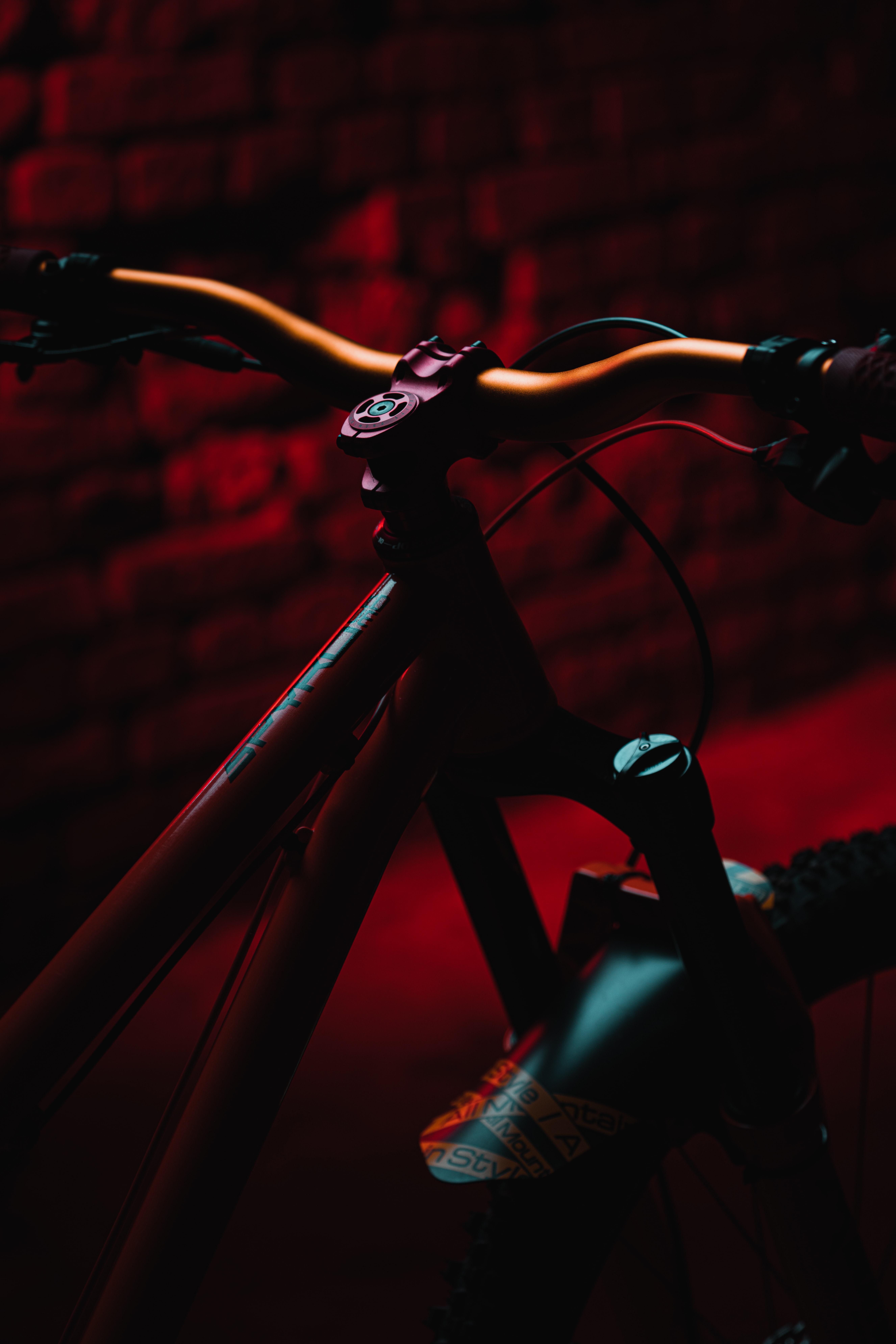 bicycle, red, dark, mtb cell phone wallpapers