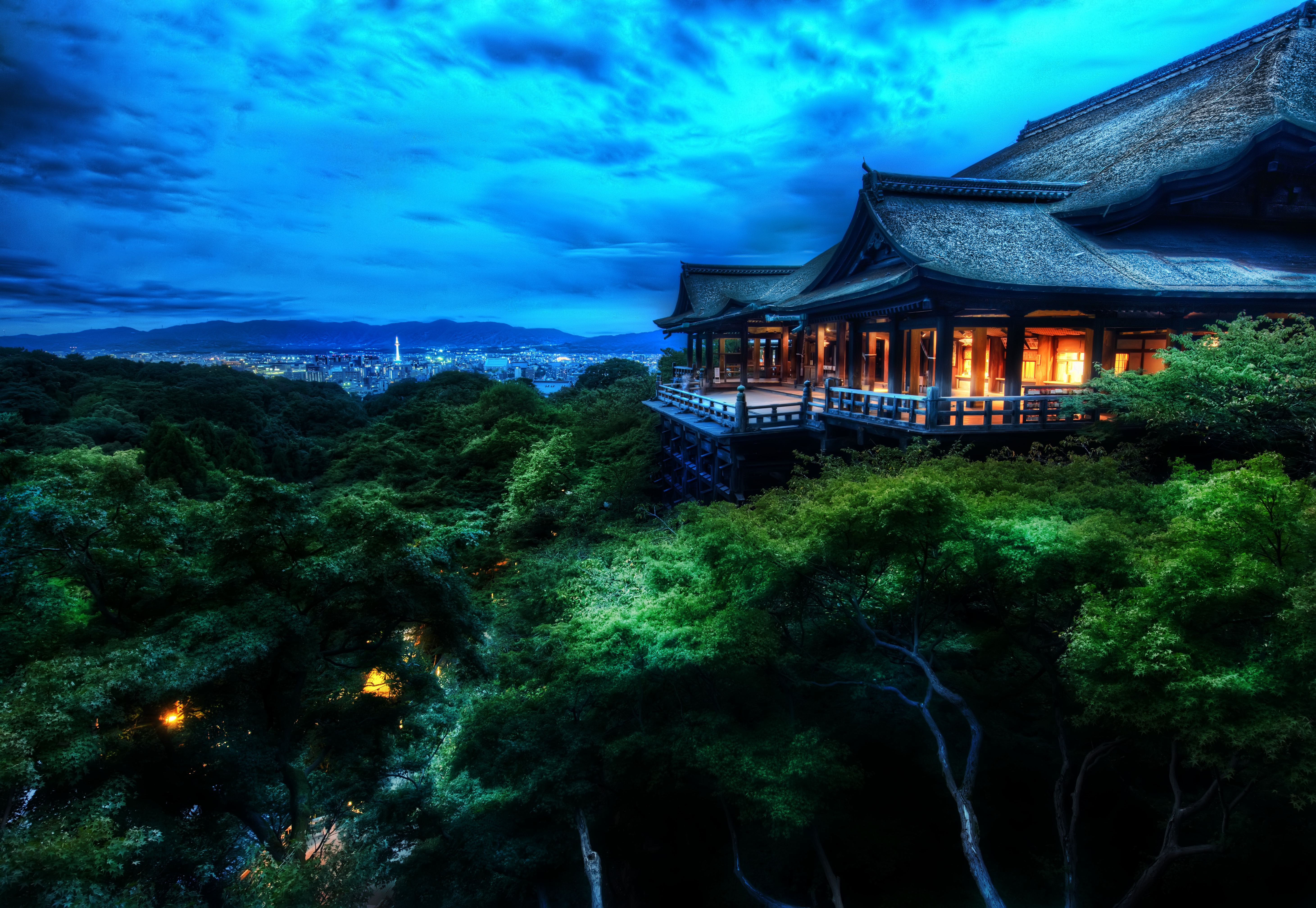 wallpapers night, japan, architecture, religious, temple, temples, kiyomizu dera, buddhist temple, kyoto, otowa san kiyomizu dera
