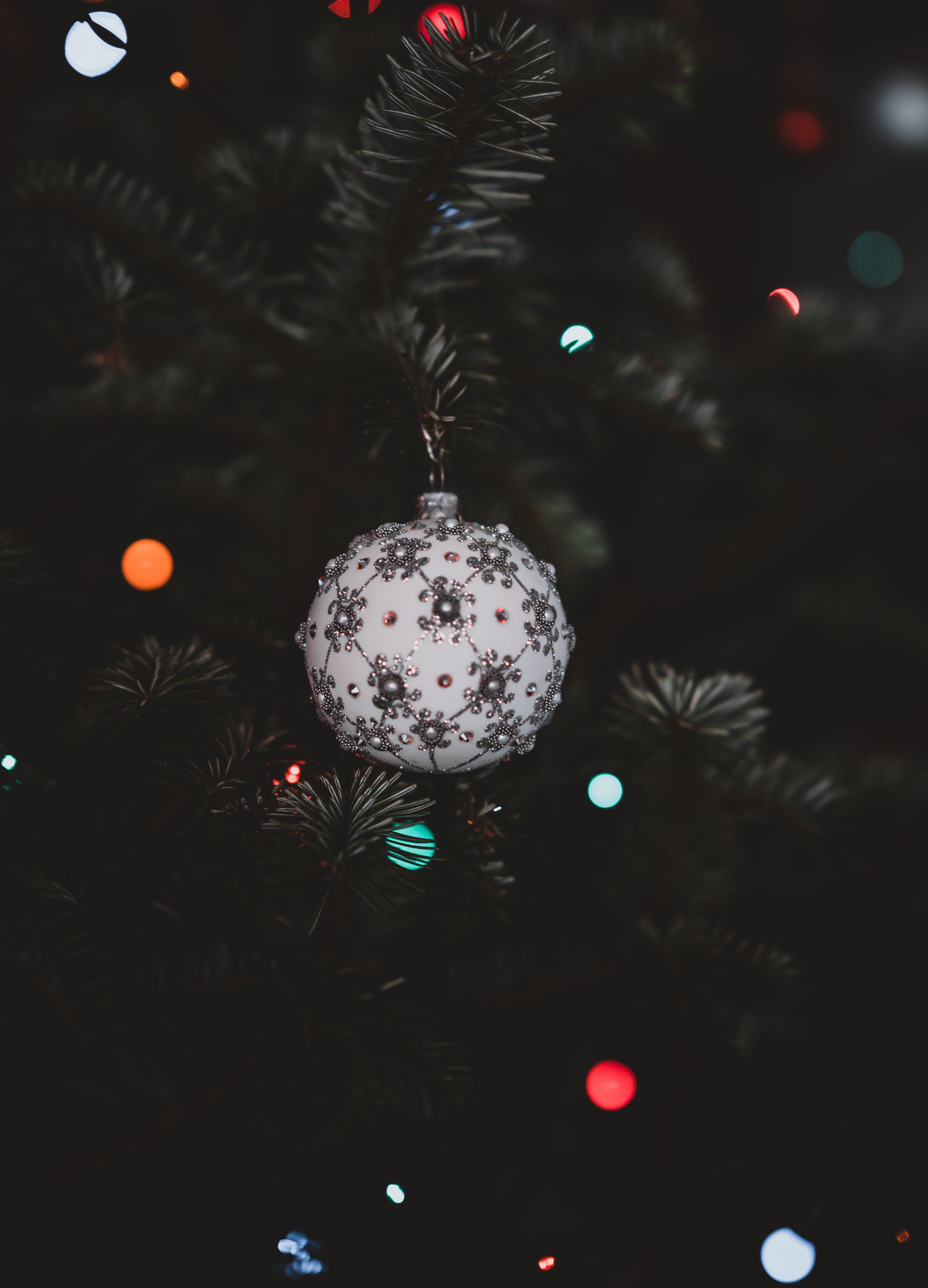 christmas, decoration, christmas tree toy, ball Square Wallpapers