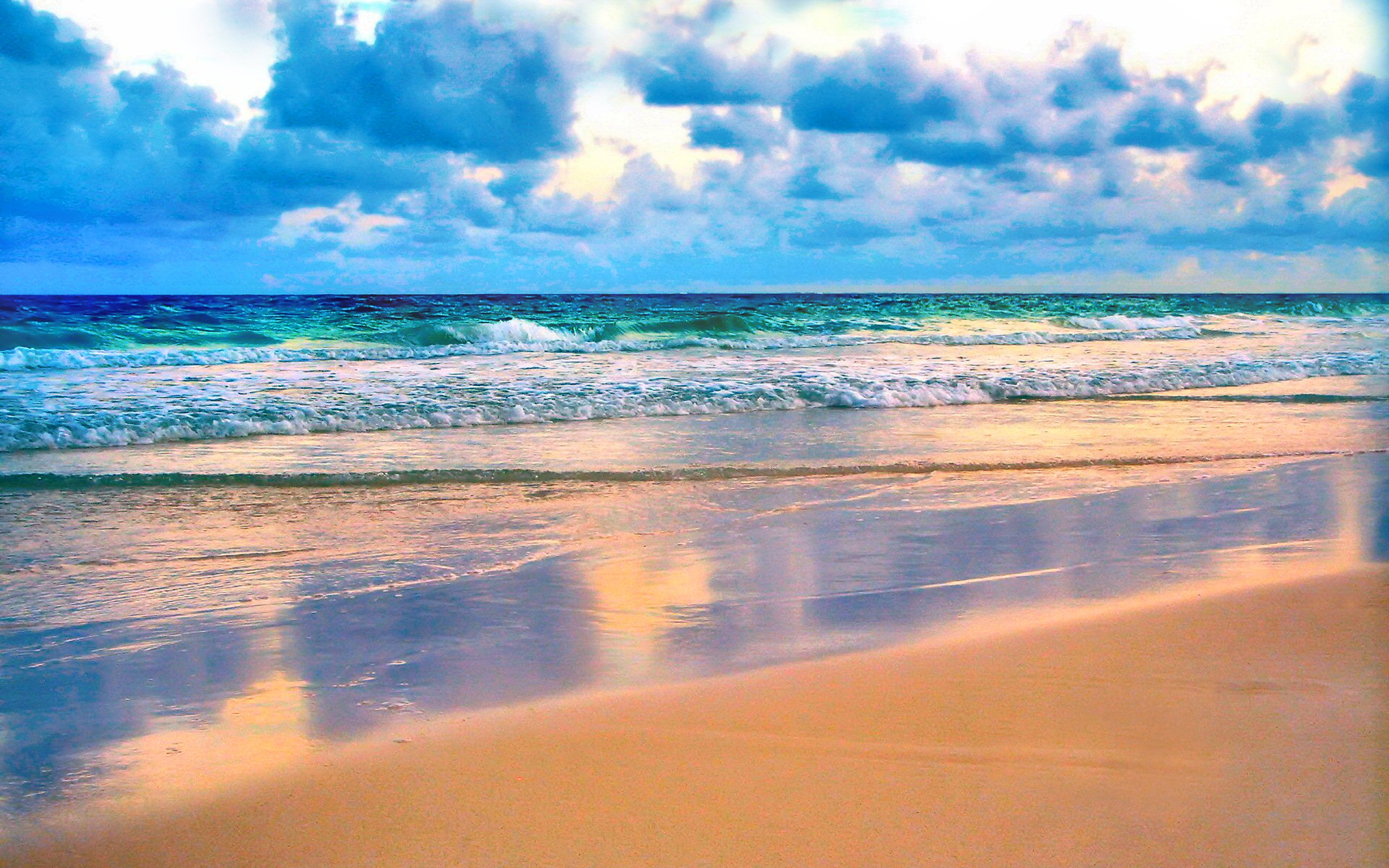 earth, cloud, beach, wave HD screen wallpaper
