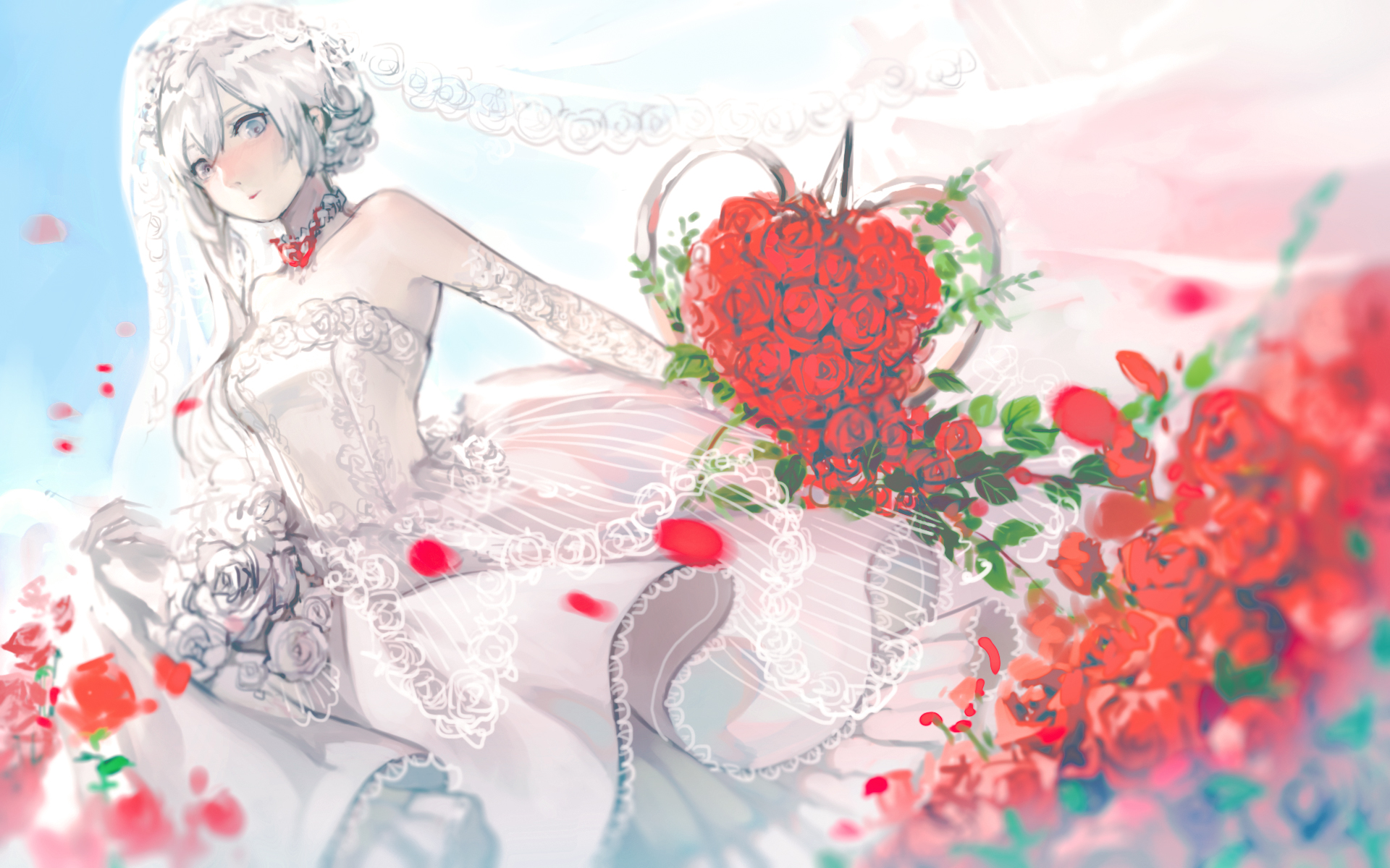 Невеста с цветами арт