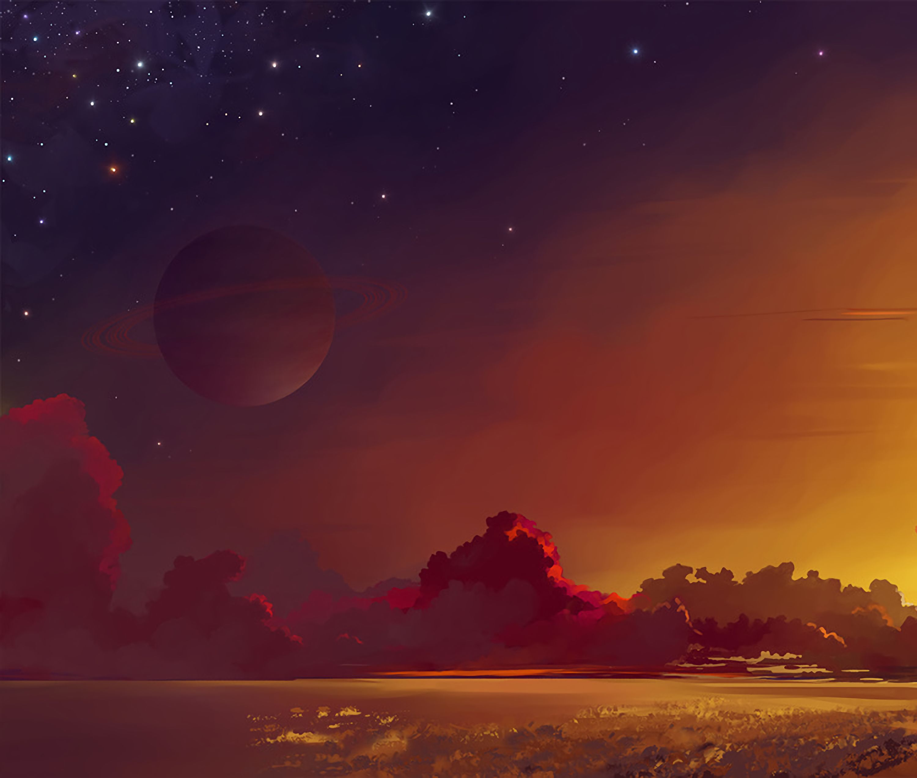 planet, art, horizon, clouds New Lock Screen Backgrounds