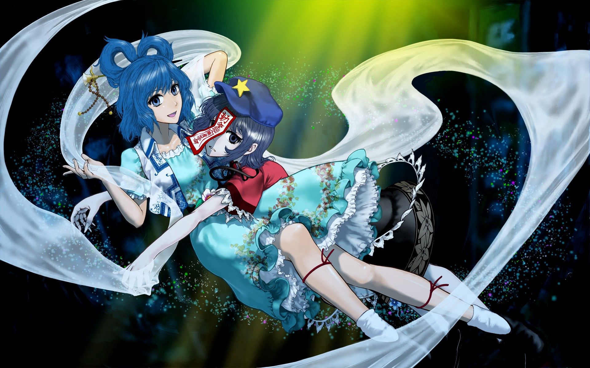 Mobile Wallpaper Dress anime, blue, animeshki, flight