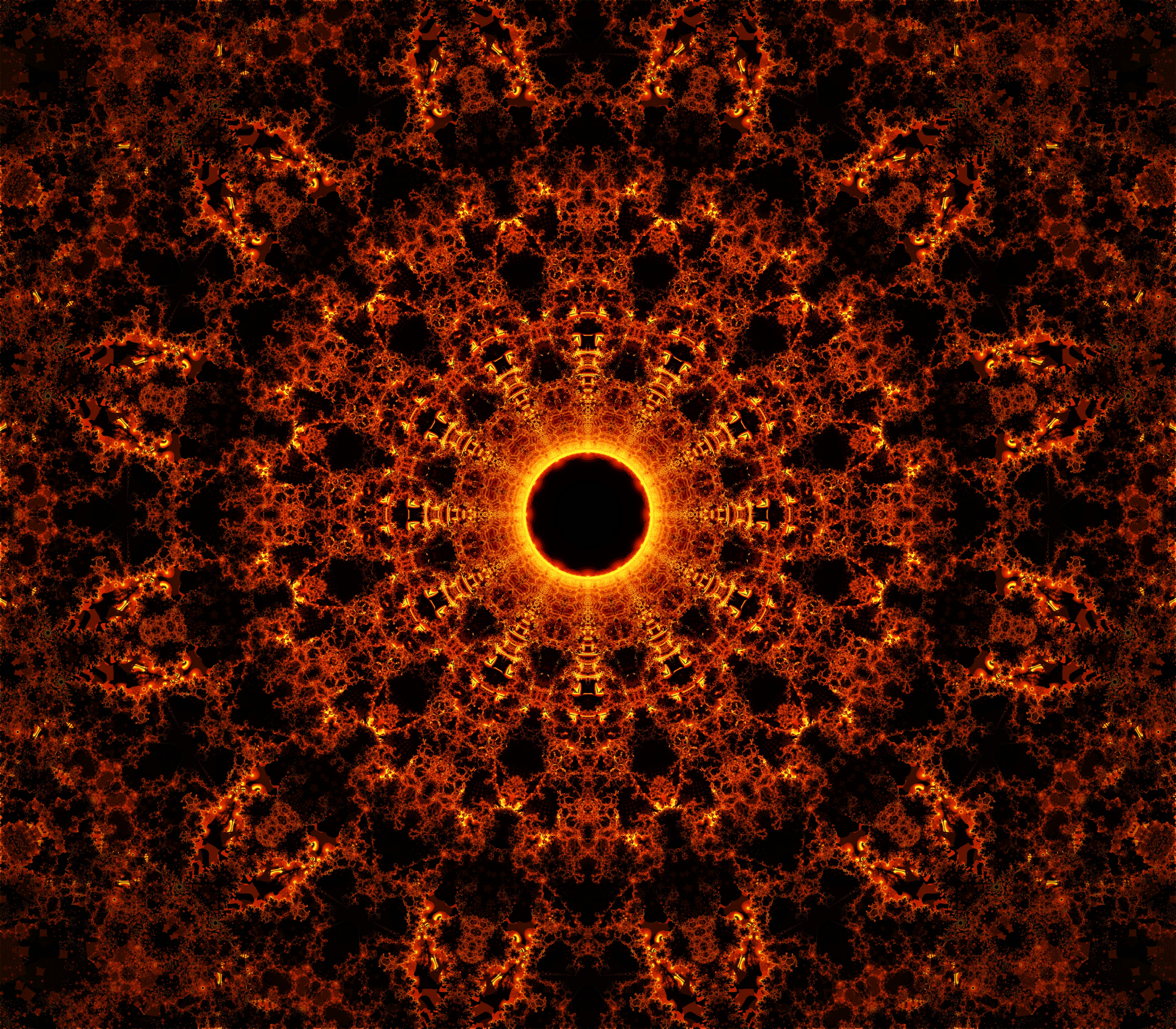 fire, fractal, abstract, circles, pattern HD wallpaper