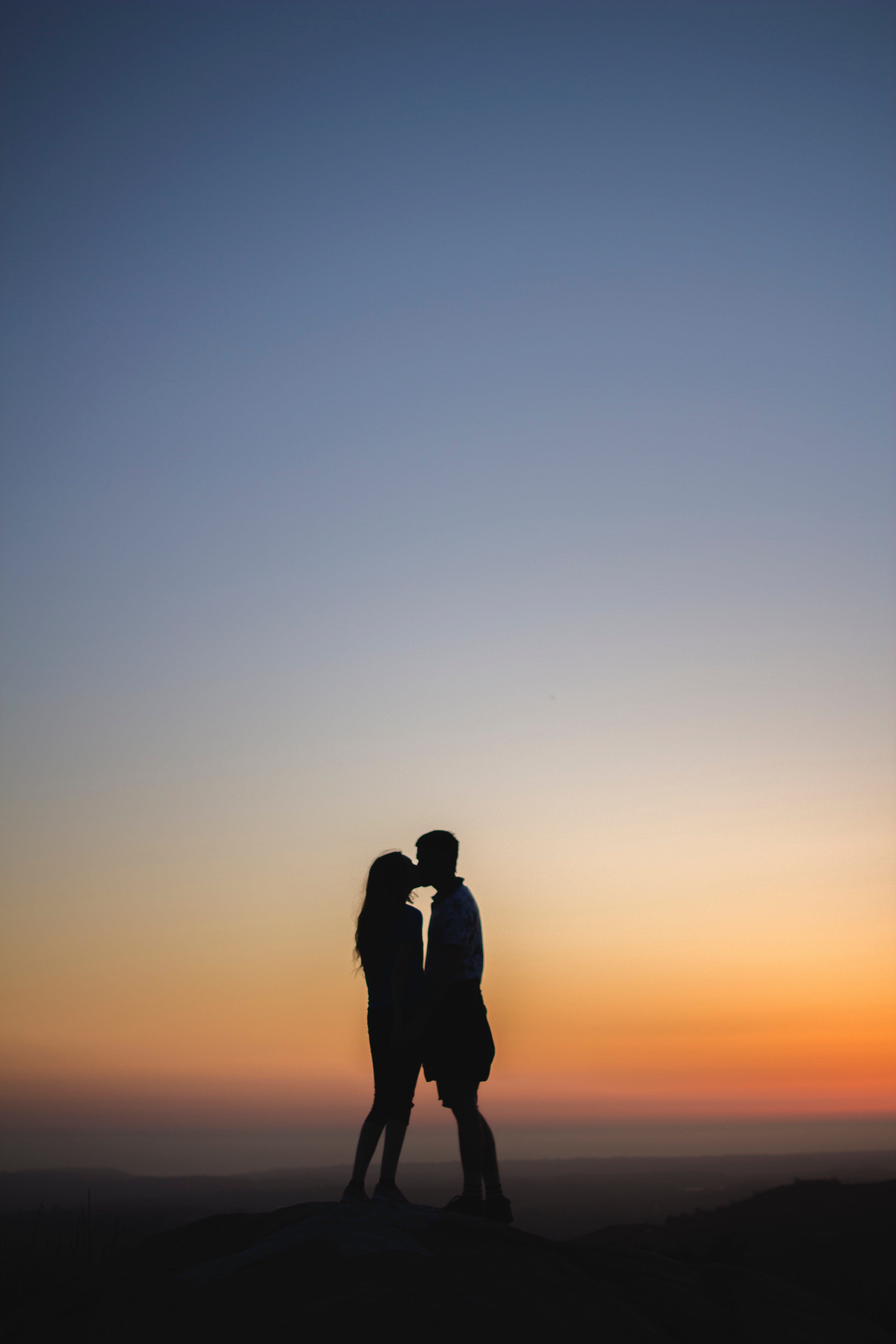 pair, kiss, love, couple, silhouettes Free Stock Photo