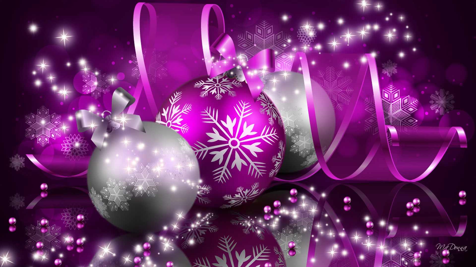 holiday, sparkles, christmas ornaments, purple Phone Wallpaper